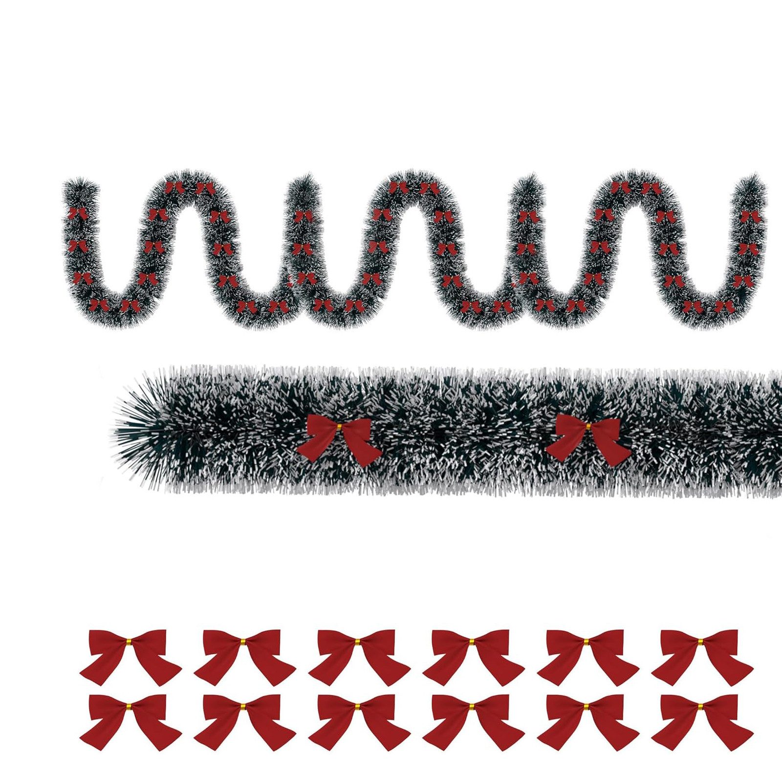 FIVMEN Гирлянда декоративная 8/10/12/15M Weihnachtsgirland Grün Girlande mit Bogen, PET Tiefgrüne + Weiß/Hellgrüne Weihnachtsdeko