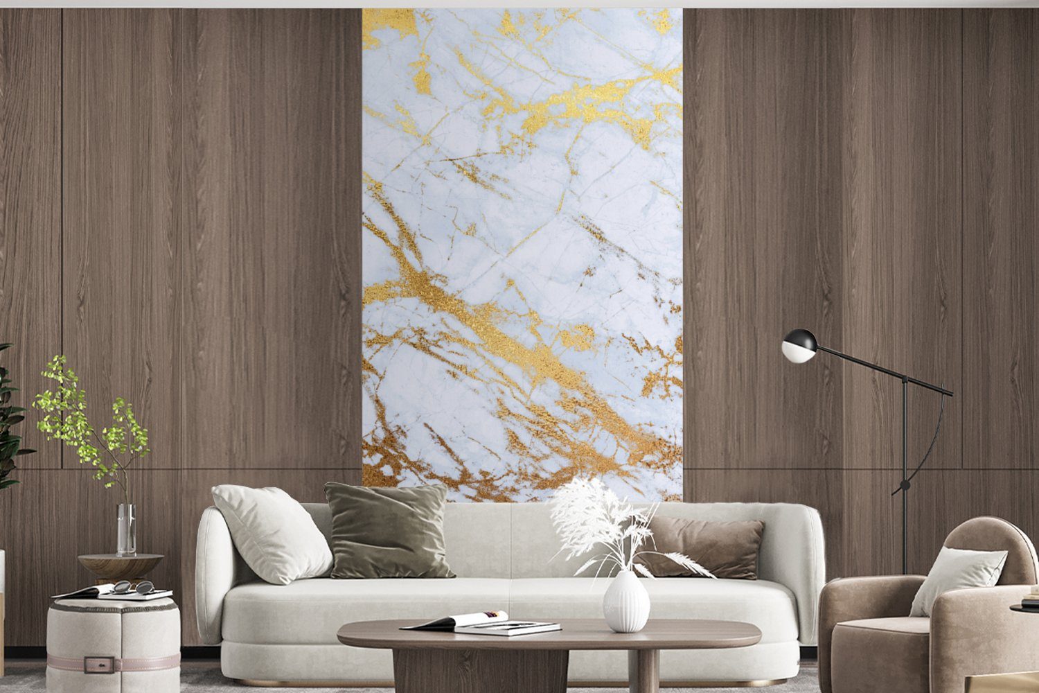 Wohnzimmer Küche, Gold bedruckt, Fototapete - Glitzer, - St), Schlafzimmer für (2 Marmor Matt, Vliestapete Fototapete - - Weiß Luxe Marmoroptik - MuchoWow