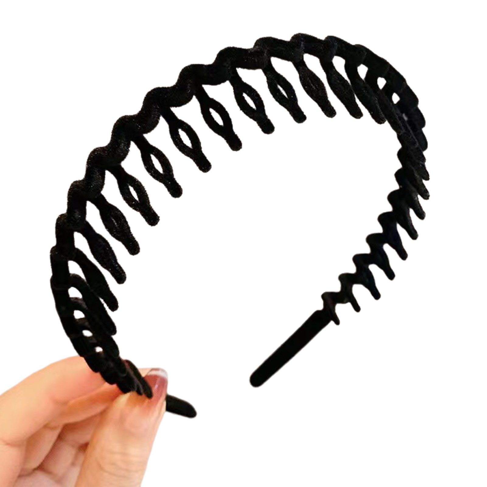 Blusmart Diadem Einfaches Beflocktes Haarband Für Herbst Und Winter, Personalisierte schwarze Welle