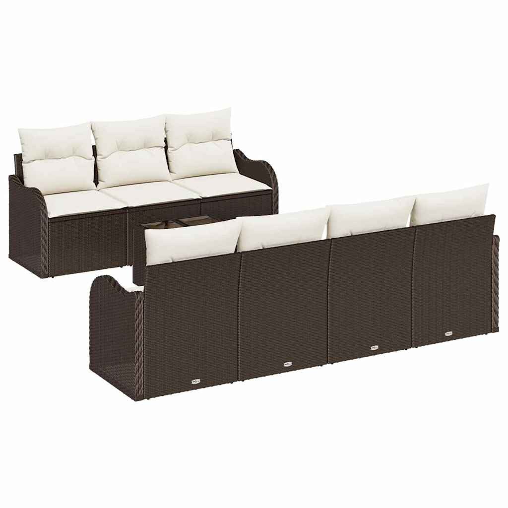 vidaXL Loungesofa Gartensofa-set Braun 55 x 55 x 37 cm Poly-Rattan, 8 Teile