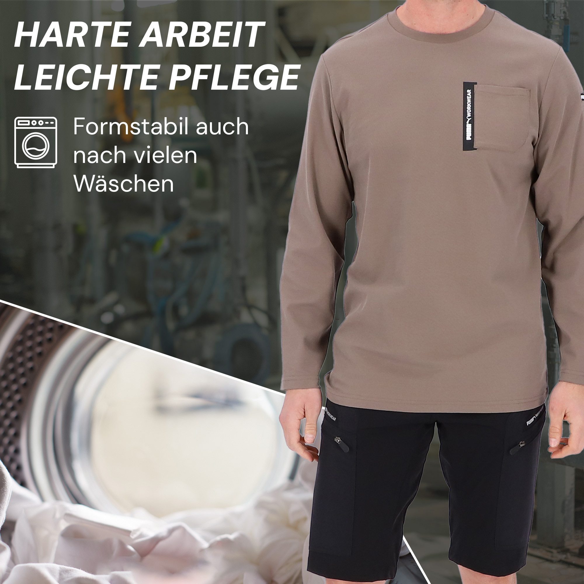 PUMA Workwear Longsleeve ADVANCED Langarm Shirt Herren mit Utility Fach am Oberarm Robustes und atmungsaktives Gewebe - Für Handwerk und Logistik – Bild 5 von 5