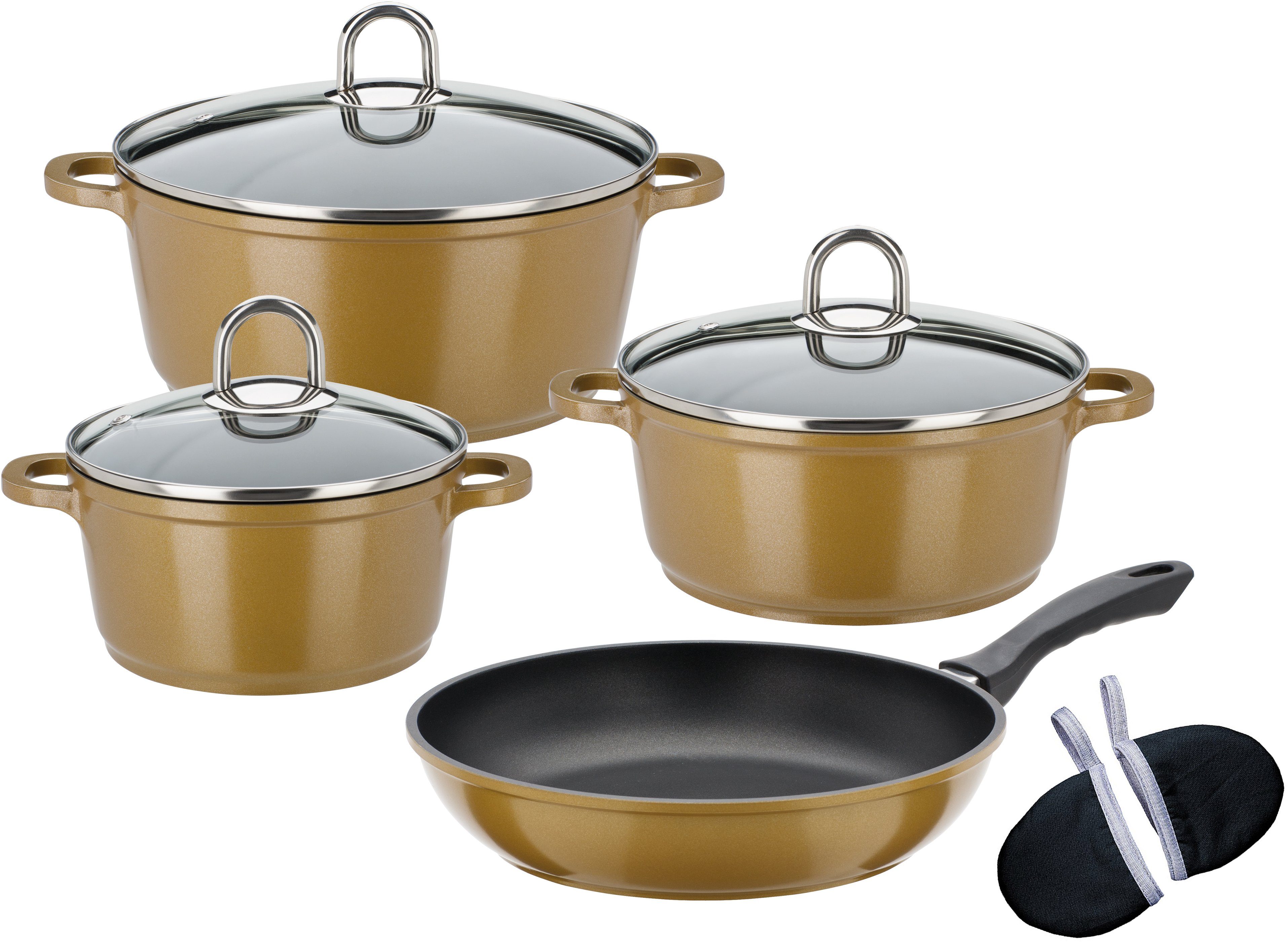 Induktion GSW Gourmet Aluminiumguss Color, Premium (Set, Topf-Set 9-tlg),