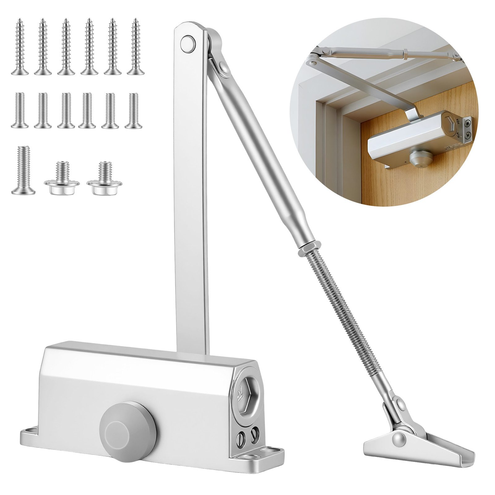BlingBin Türschließer Hydraulischer Türschließer mit Puffer, einstellbar 25 – 85 kg, (1er Set, 1-tlg., 35-65kg), automatischer Schließmechanismus für Innen- und Außentüren