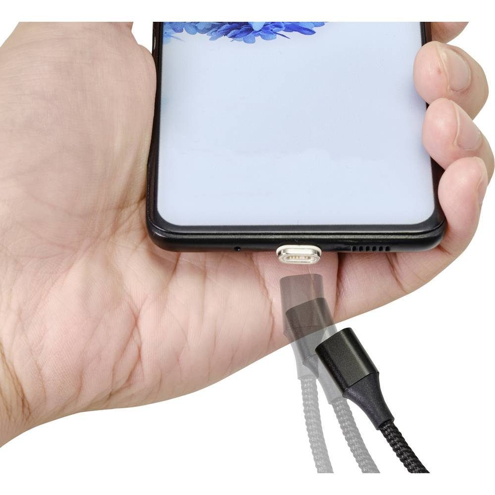 Renkforce Magnetadapter USB A männlich auf Micro-USB männlich RF-4746074 USB-Kabel, magnetischer Stecker