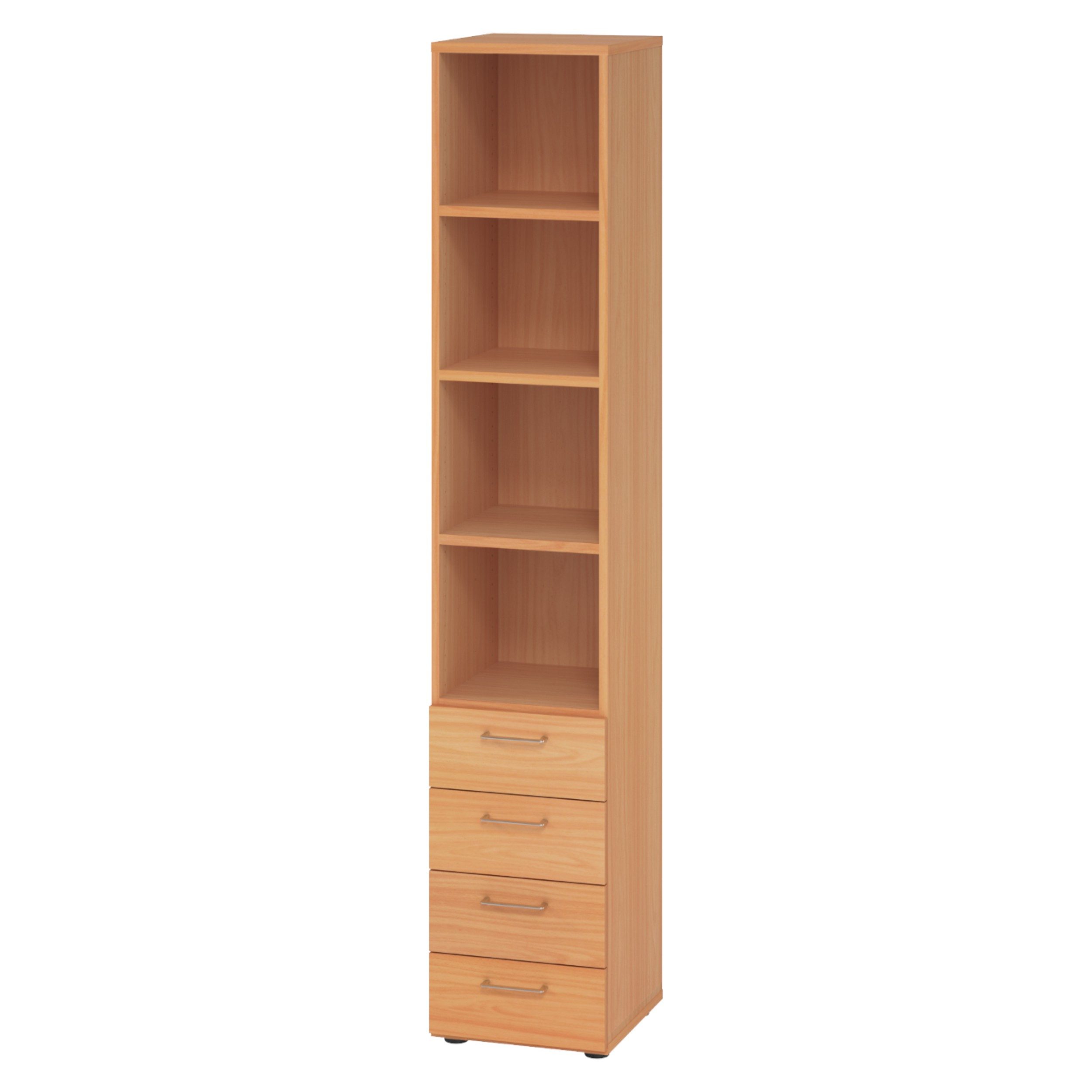 bümö Aktenregal smart Schubladen Regal - 4 Schübe, Dekor: Buche