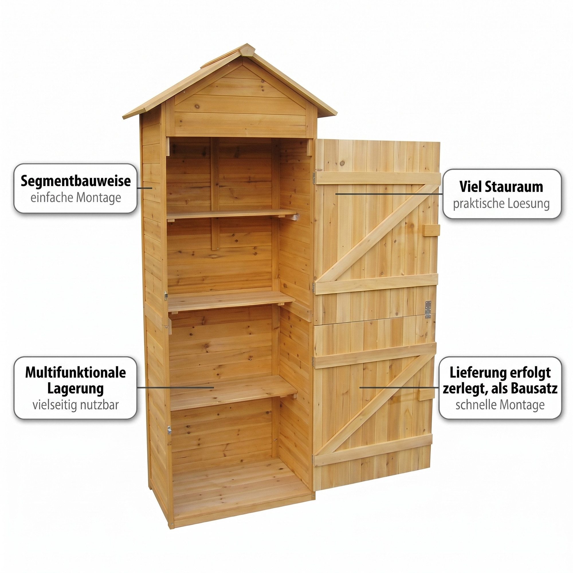 Mucola Gerätehaus Gerätehaus Holz Geräteschuppen Gartenschrank Geräteschrank Gartenhaus, BxT: 79x49 cm, (Stück), Imprägniert – Bild 5 von 5