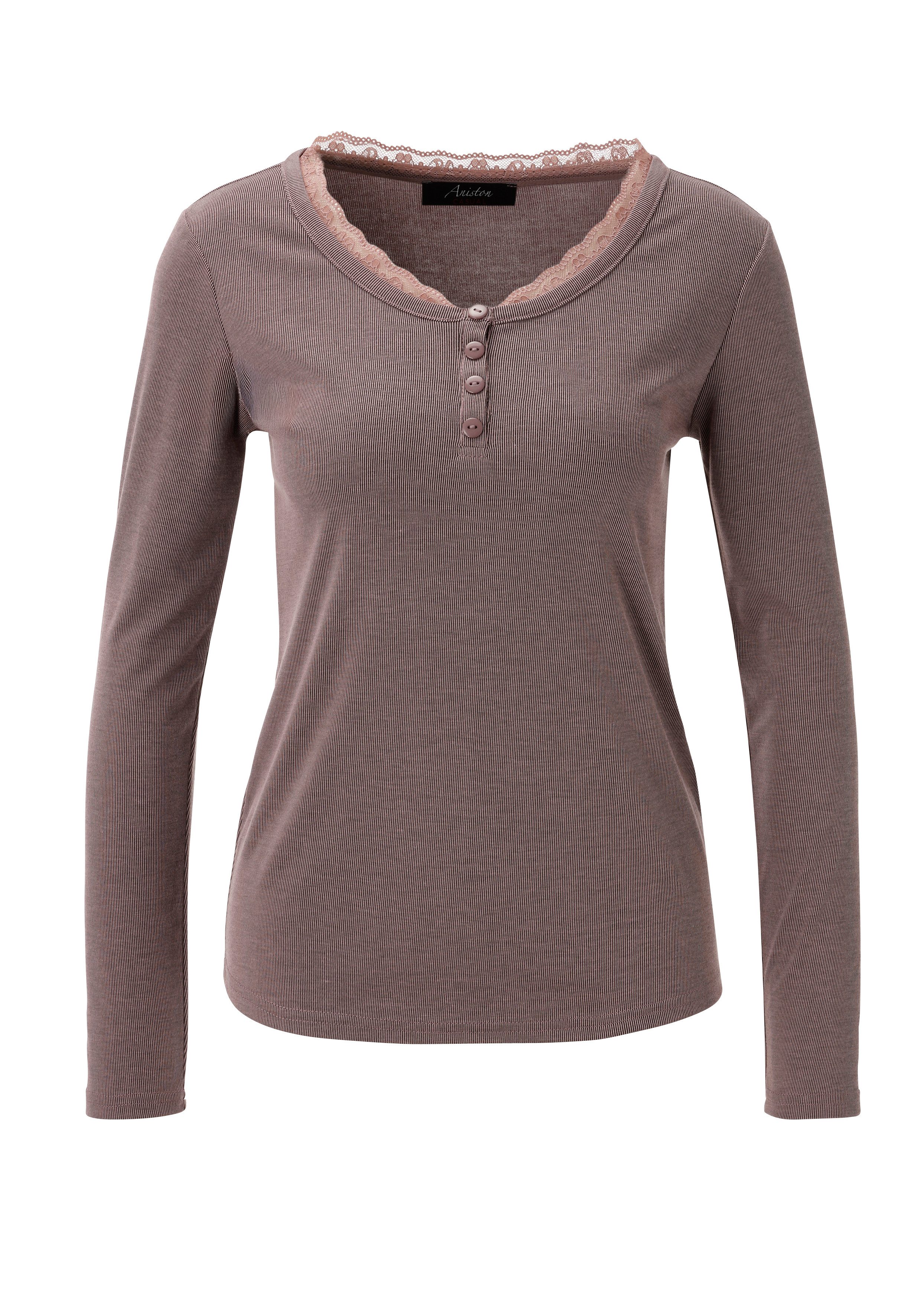 Aniston CASUAL Langarmshirt mit gewellter Spitze am Rundhals-Ausschnitt - NEUE KOLLEKTION – Bild 4 von 5