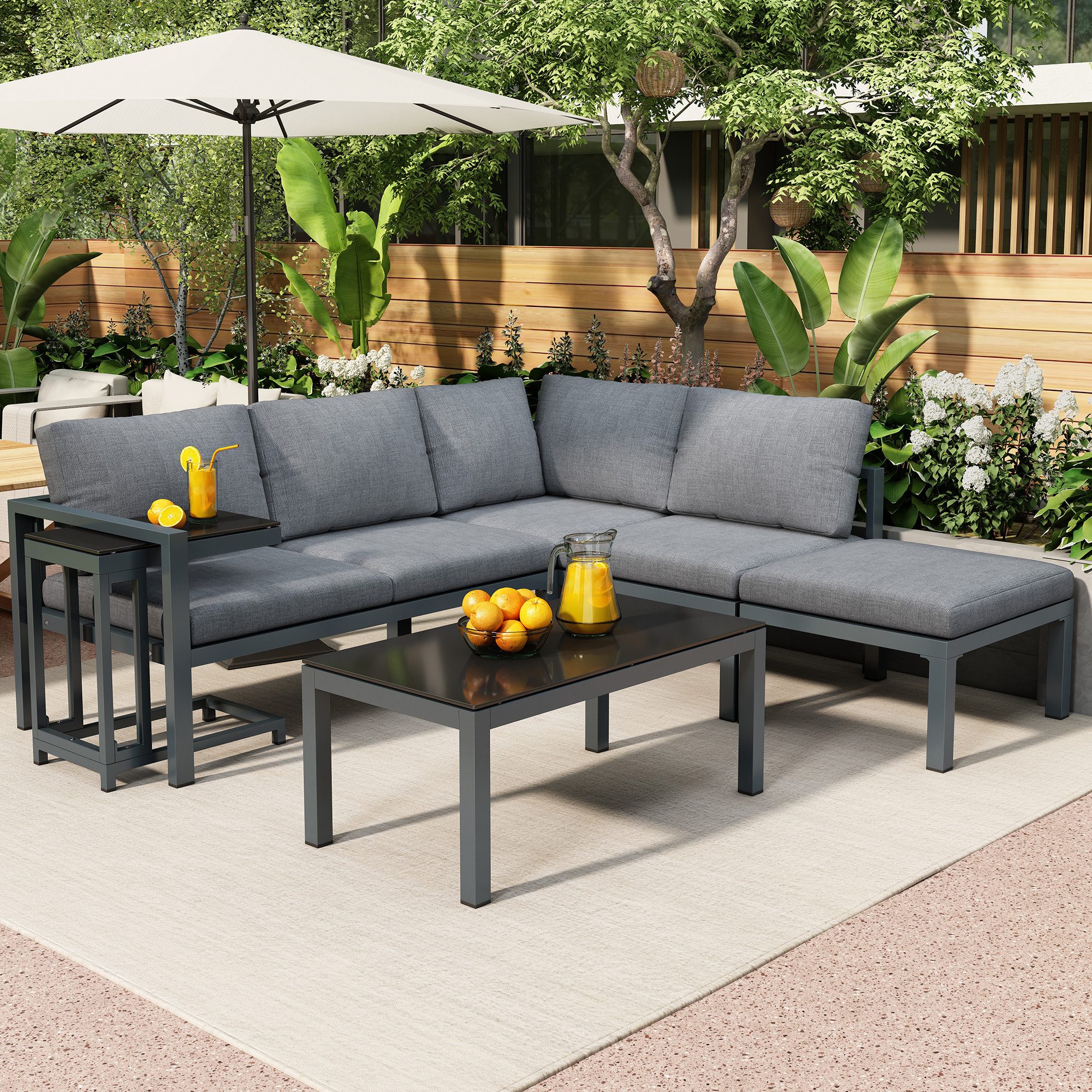 Ulife GartenloungeSet GartenmöbelSet für 5 Personen wetterfeste