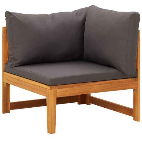 vidaXL Loungesofa Ecksofa mit Dunkelgrauen Kissen Massivholz Akazie, 1 Teile