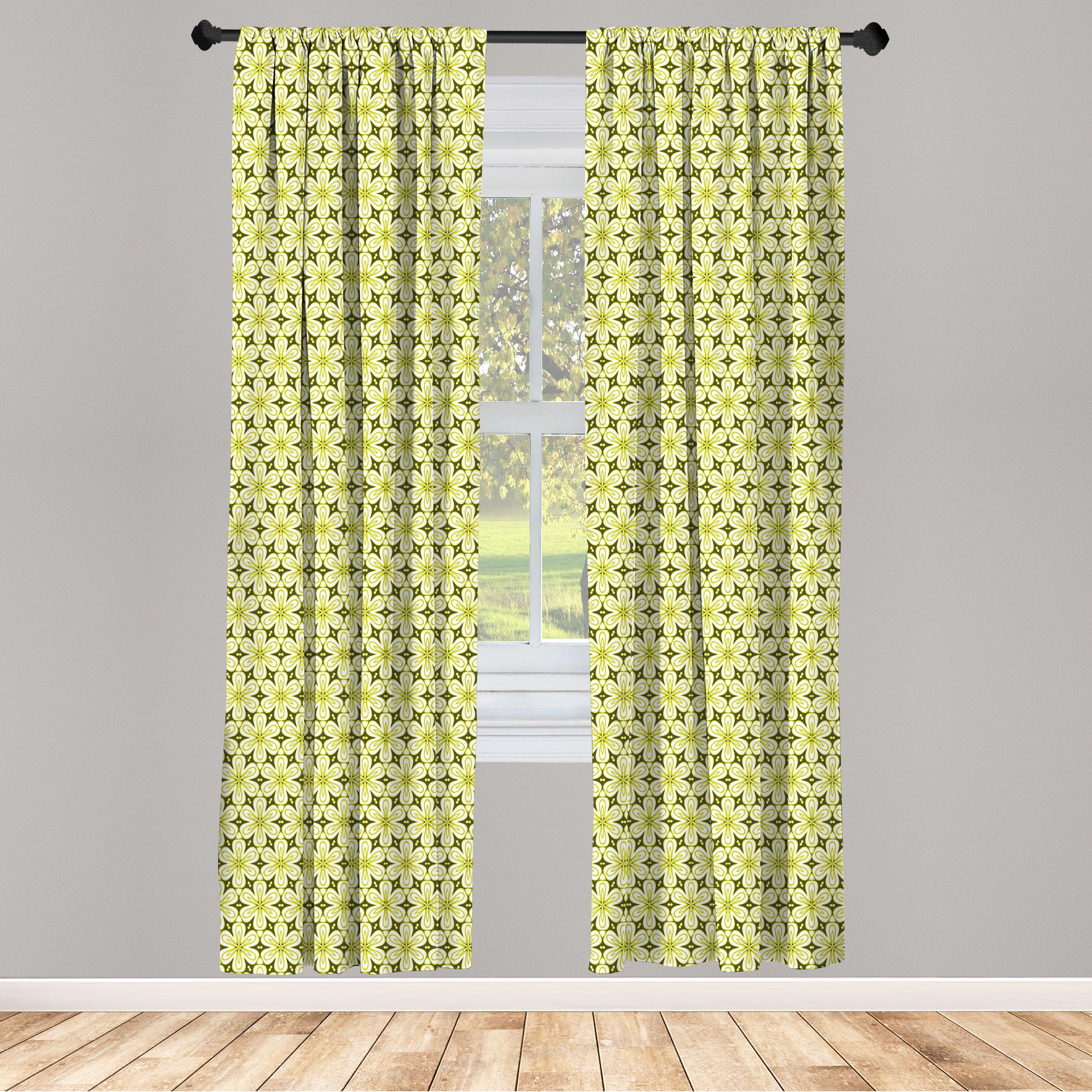 Gardine Vorhang für Wohnzimmer Schlafzimmer Dekor, Abakuhaus, Microfaser, Blumen monotone Blumen