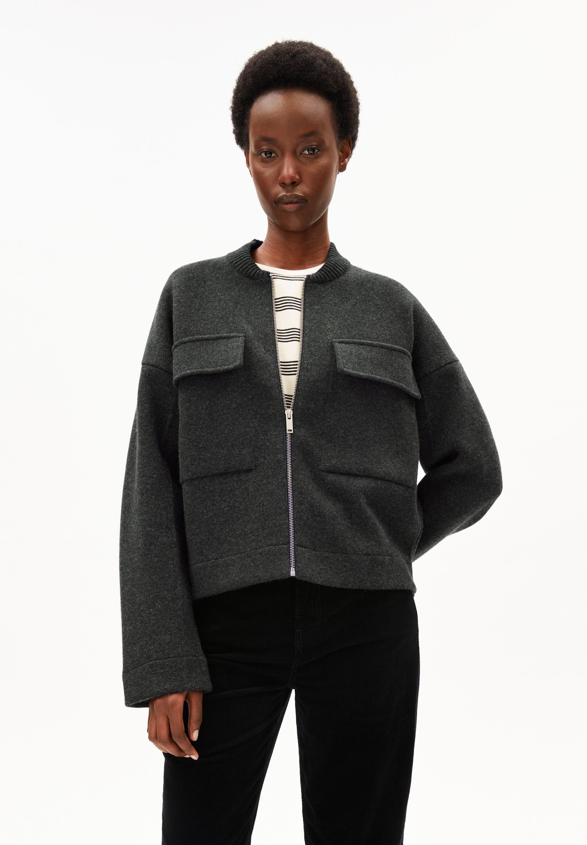 Cardigan BOMBER Strickjacke aus Bio-Baumwoll Mix