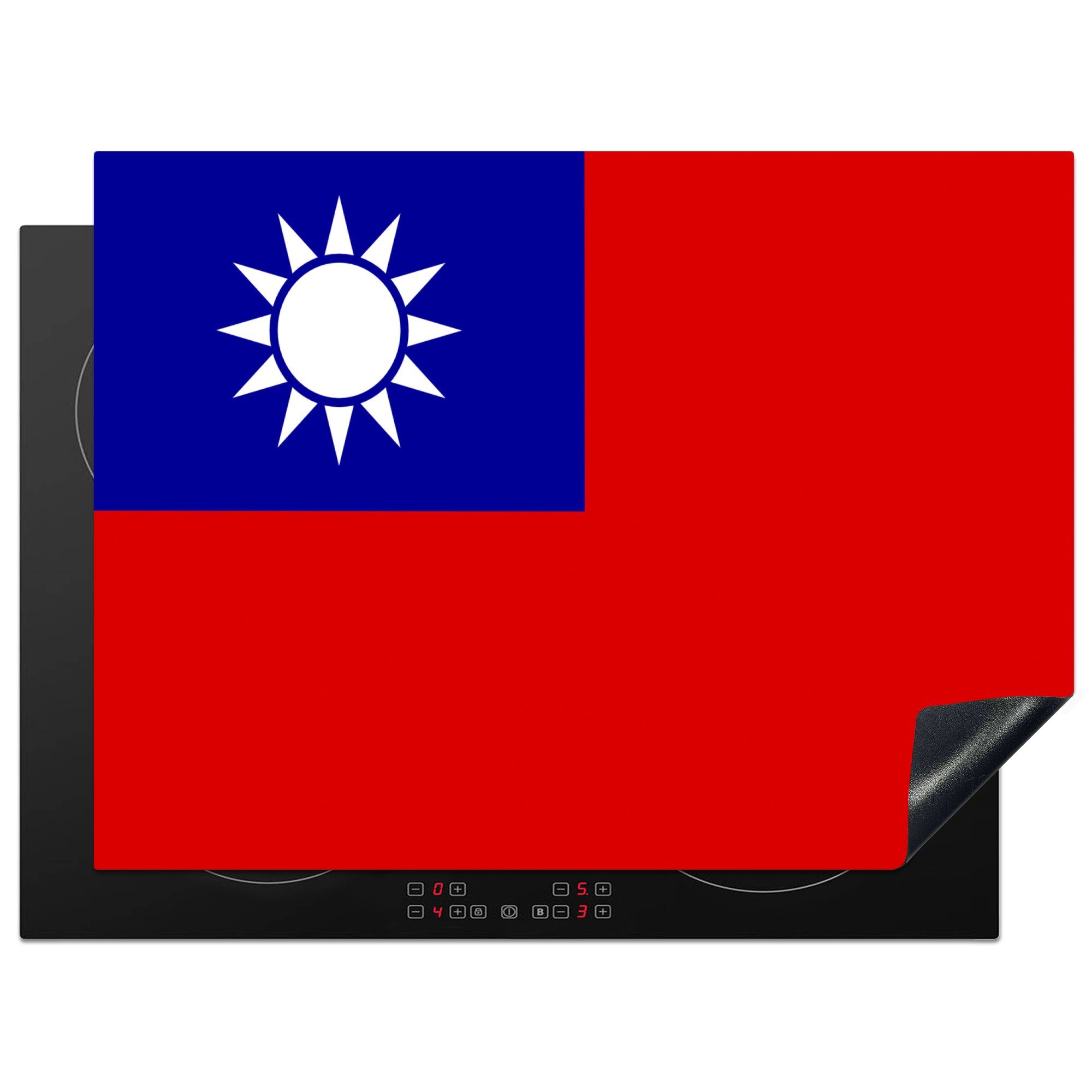 MuchoWow Herdblende-/Abdeckplatte Illustration Flagge von Taiwan, Vinyl, (1 tlg), 70x52 cm, Mobile Arbeitsfläche nutzbar, Ceranfeldabdeckung