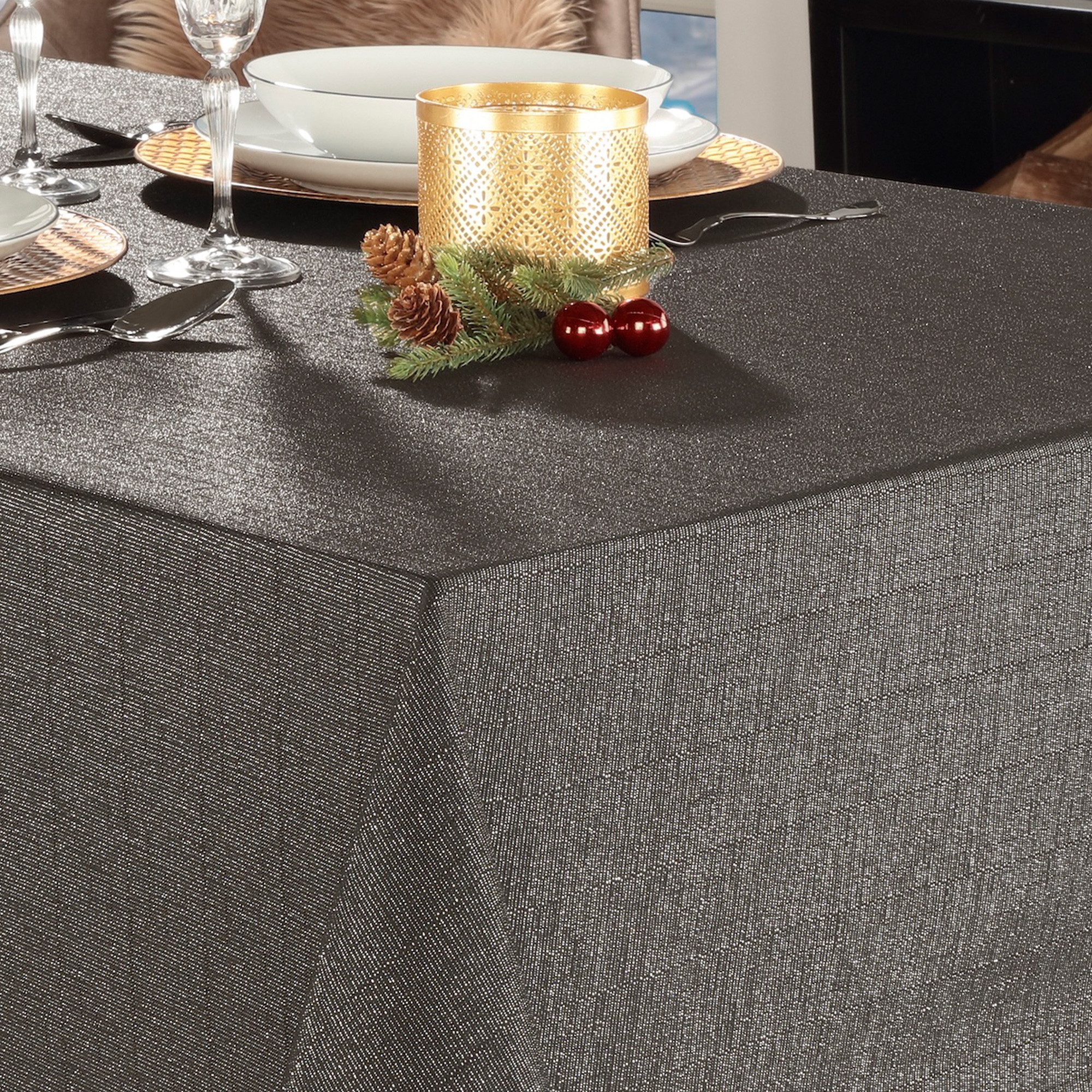 Beautex Tischdecke Lurex Tischdecke Weihnachten, Silber Gold glänzend, Weih günstig online kaufen