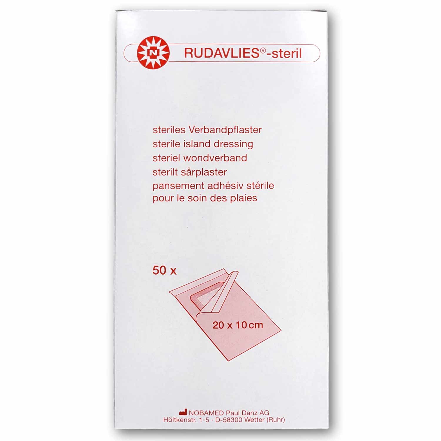 NOBAMED Paul Danz AG Erste-Hilfe-Set NOBAMED RUDAVLIES steril Inselpflaster 20 x 10 cm, (1 St), atmungsaktiv, steril, steriles Inselpflaster, hypoallergen