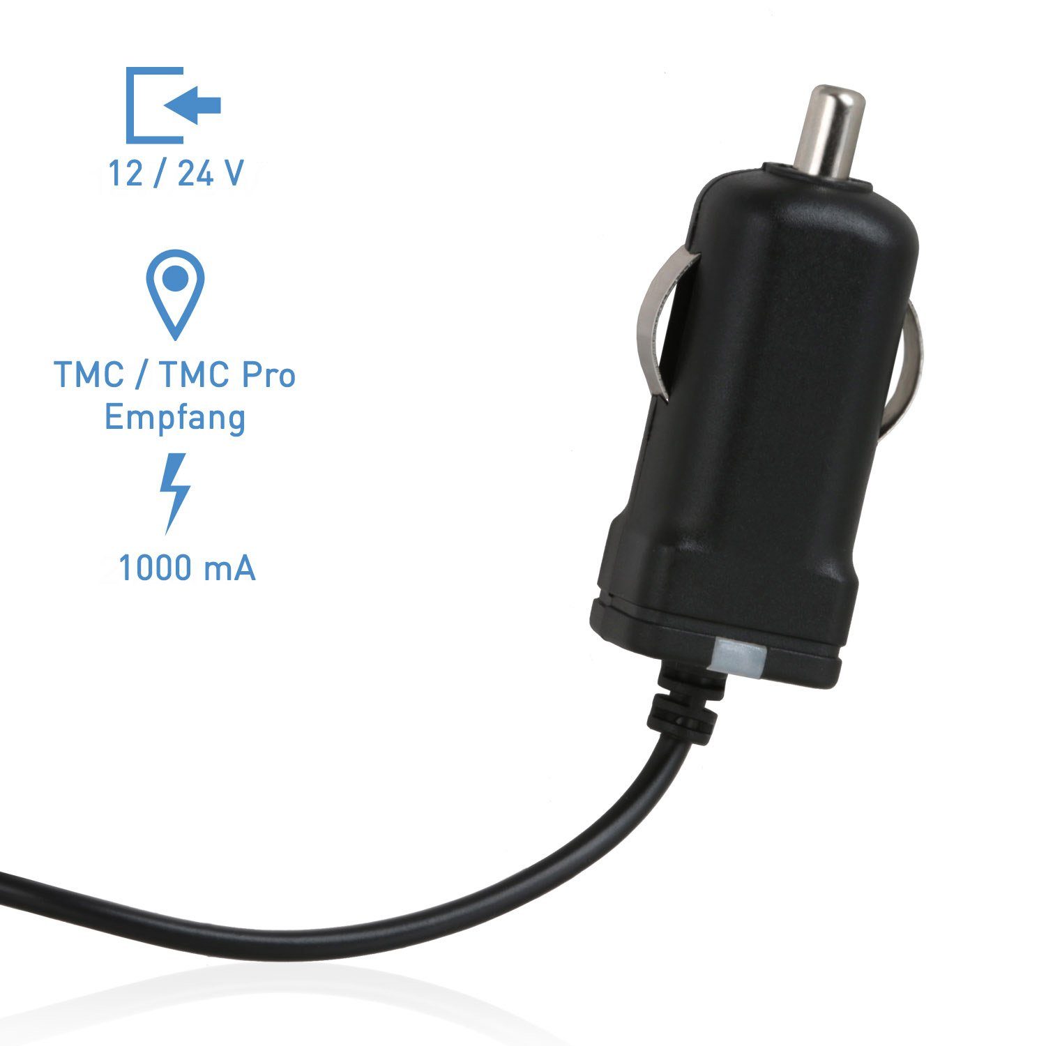 Wicked Chili cm, 100 Antenne Zigarettenanzünder-Stecker 1m KFZ mit MiniUSB MiniUSB, TMC 92/72/42/40/20 Ladegerät NAVIGON TMC LED-Funktionsanzeige zu integrierter Auto-Adapter und für