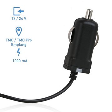 Wicked Chili 1m MiniUSB TMC KFZ Ladegerät für NAVIGON 92/72/42/40/20 Auto-Adapter Zigarettenanzünder-Stecker zu MiniUSB, 100 cm, mit integrierter TMC Antenne und LED-Funktionsanzeige