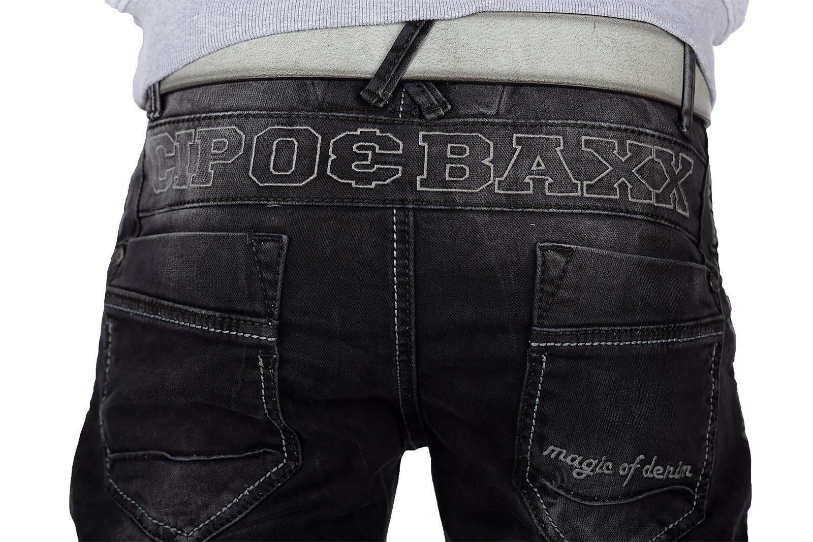 Cipo & Baxx 5-Pocket-Jeans Hose BA-CD296 (1-tlg) mit Reißverschlüssen und Verzierungen