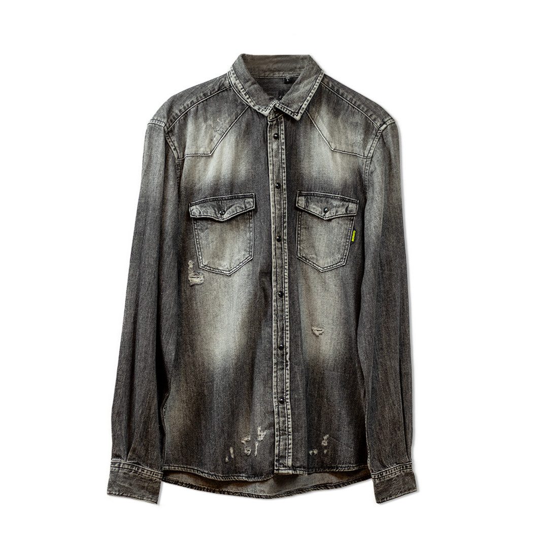 LaMarta Streifenhemd Schwarz-weiß Schattierung Denim-Hemd für Männer und Fr günstig online kaufen