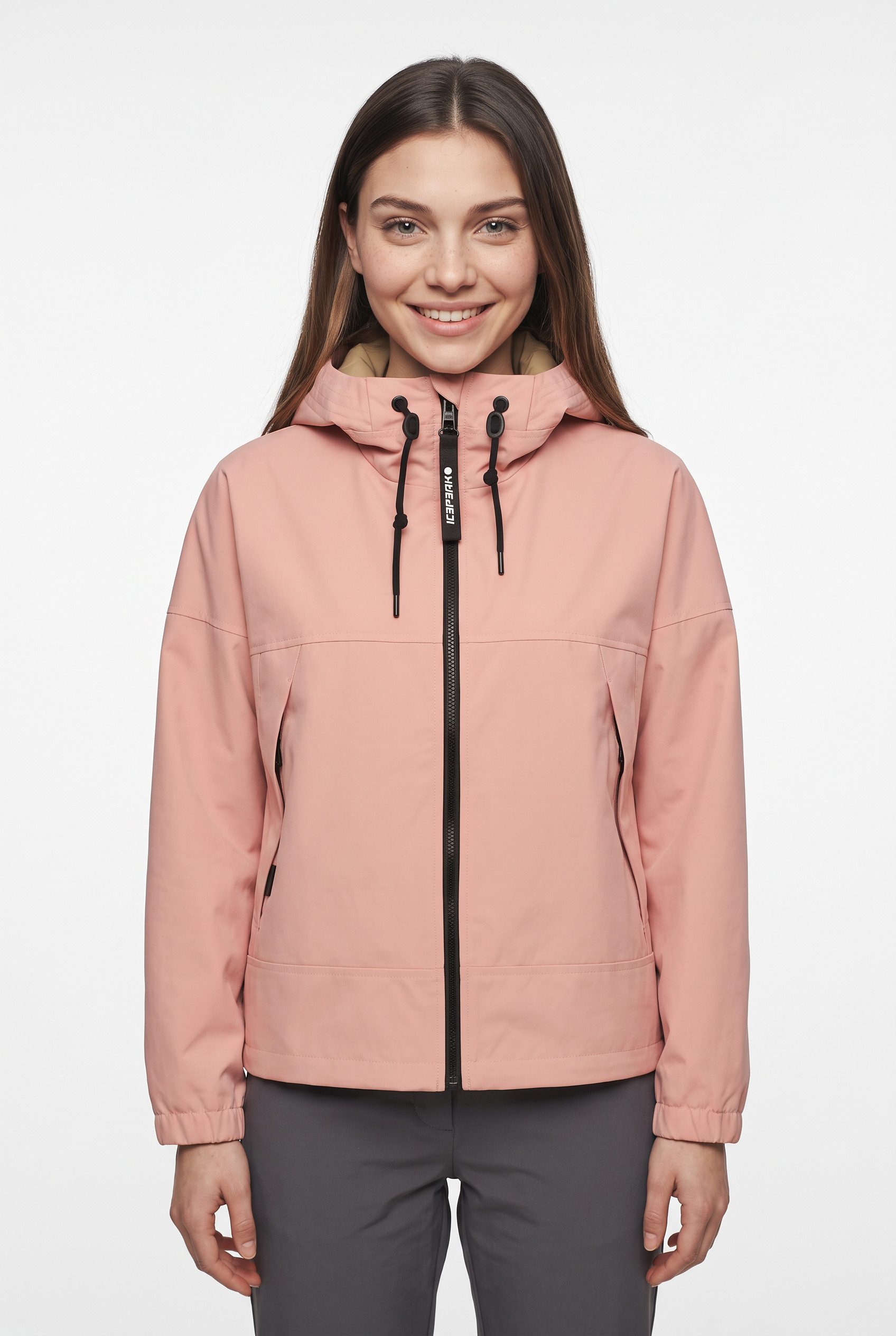 Icepeak Funktionsjacke D FUNKTIONSJACKE AALEK mit Kapuze mit Kordelzügen, atmungsaktiv, winddicht, wasserdicht