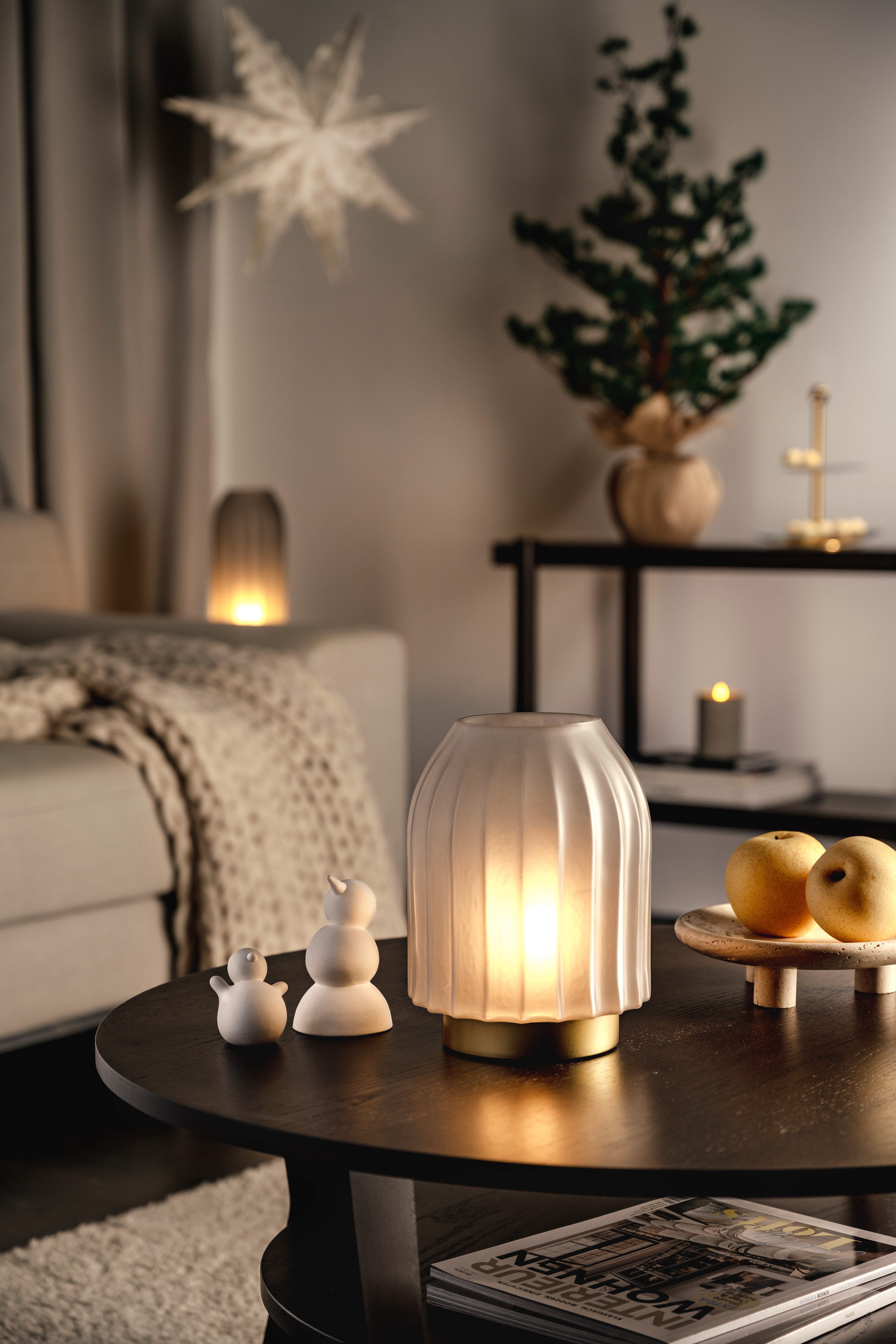 LEONARDO LED Dekolicht Silenzio, aus grauem Glas mit goldenem Sockel