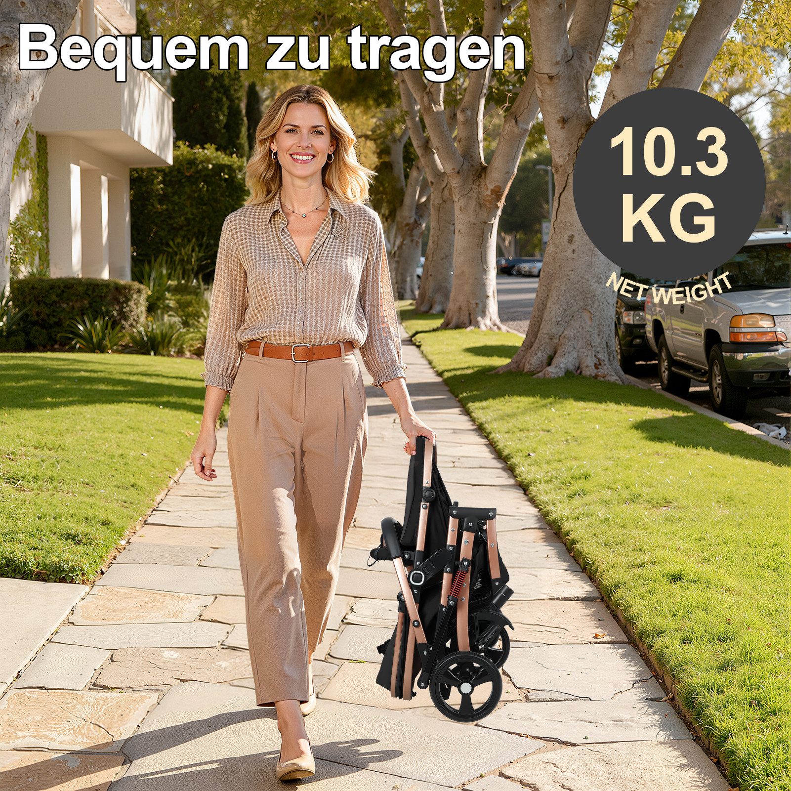 Rutaqian Kinder-Buggy Kombi-Kinderwagen, 2-in-1 Baby Buggy, Babyschale mit Moskitonetz, (Set, 1-tlg), Buggy Babywanne bis 40kg,Reisebett Babybett Stauraum,Großer Korb
