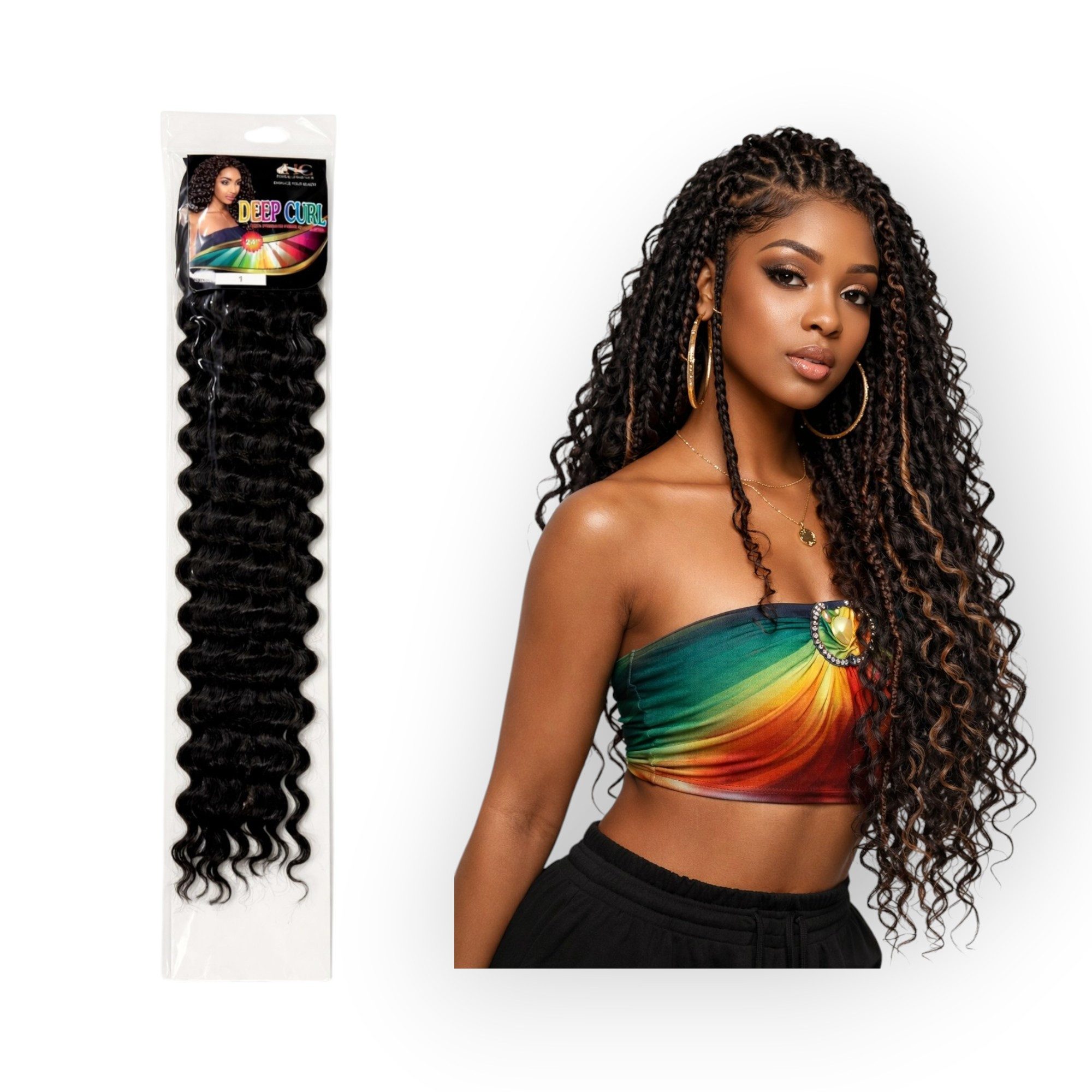HC Kunsthaar-Extension HC RUBI Deep Curl Bulk (60cm), für Boho Braids, formstabil