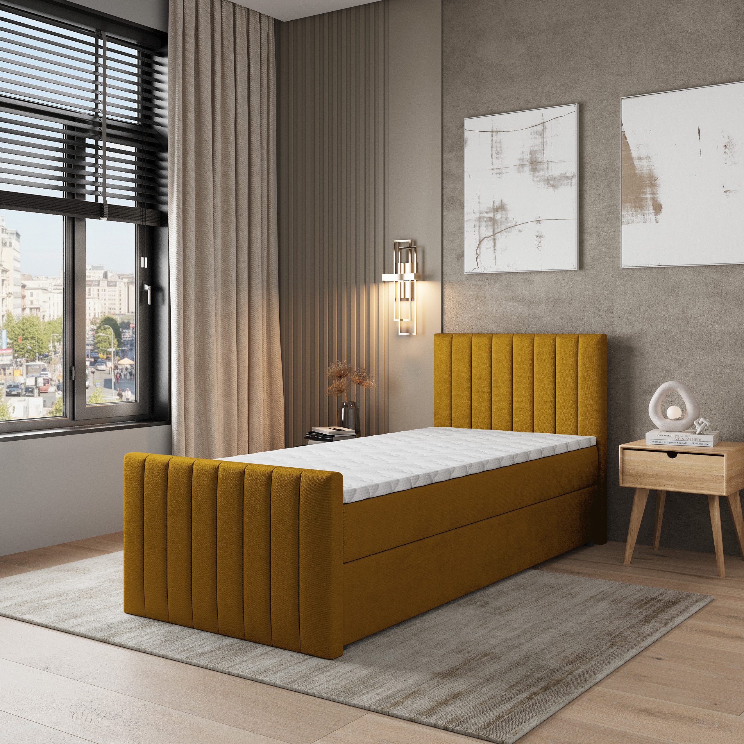 Masseno Boxbett ARION 80x200 cm mit Bonell Matratze und Topper