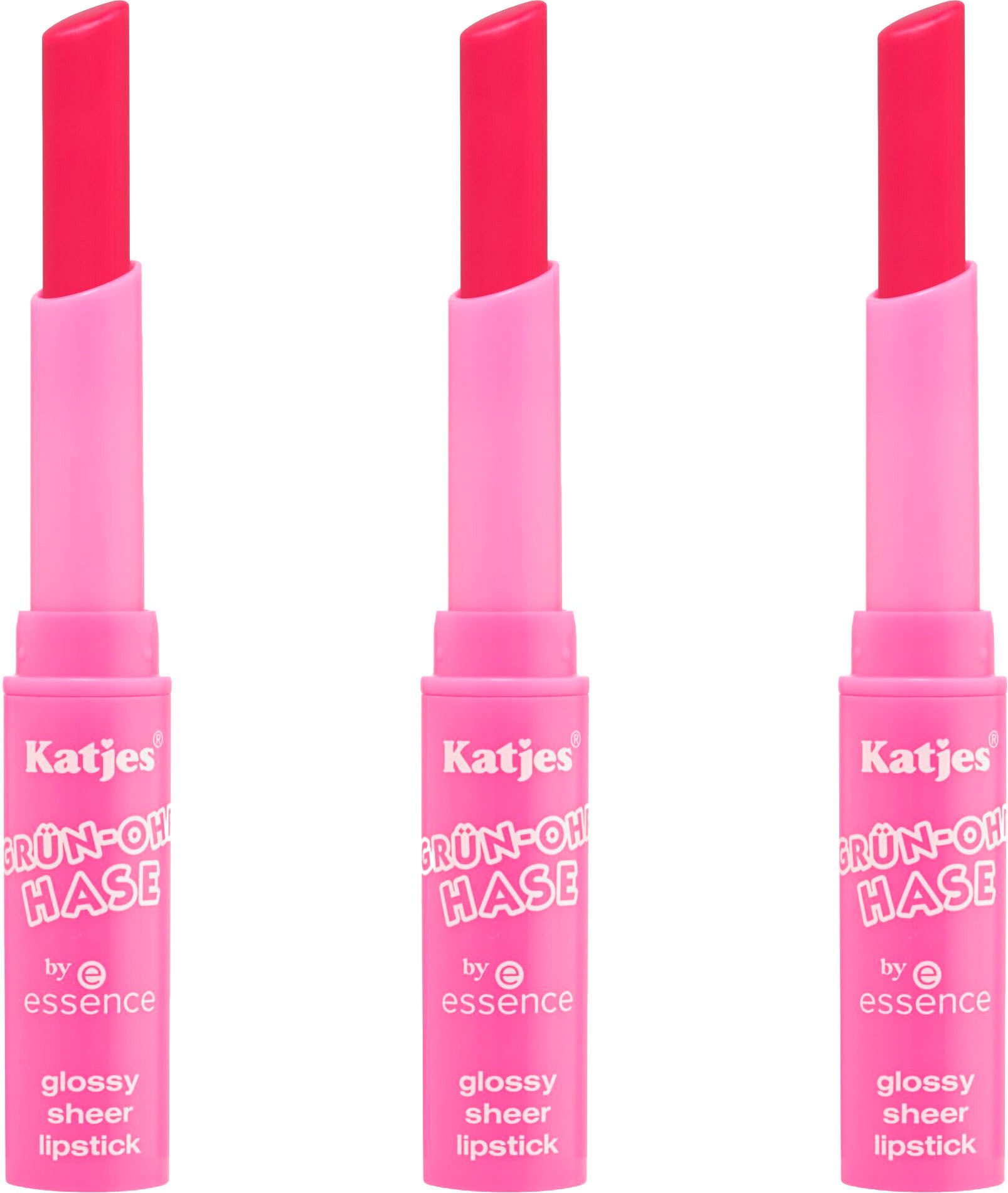 Essence Lippenstift Katjes GRÜN-OHR HASE by essence glossy sheer lipstick, 3-tlg.