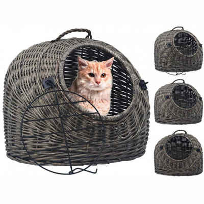 vidaXL Tiertransportbox Katzen-Transportkorb KatzenkorbGrau 60x45x45 cm Natürliche Weide