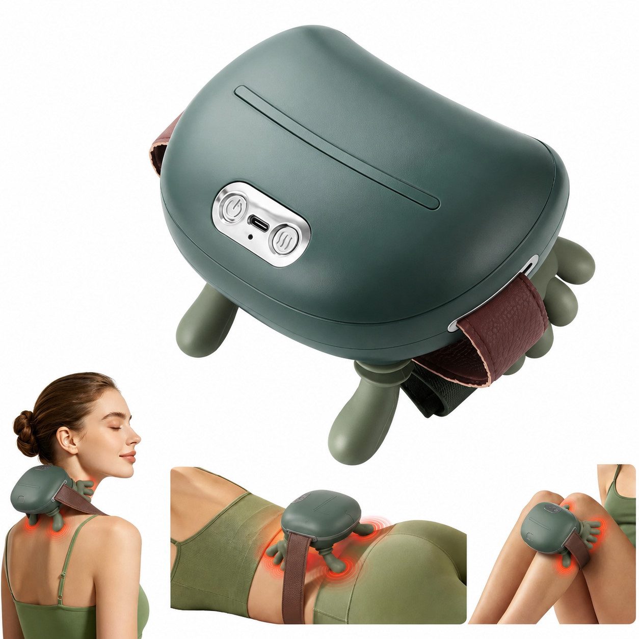 ibettertec Nacken-Massagegerät Nackenmassagegerät mit Wärmefunktion, kabelloses Shiatsu Massagegerät, für Nacken, Schultern und Rücken, 3 Intensitätsstufen, 2000mAh Akku, für Zuhause, Büro & unterwegs, mit Wärmefunktion und Shiatsu-Knetmassage