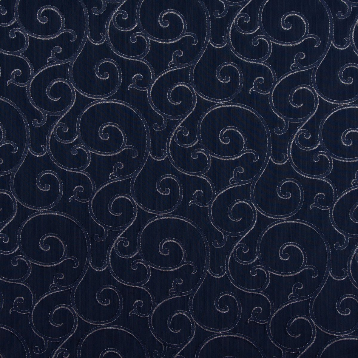 SCHÖNER LEBEN. Stoff Dekostoff Meterware Weihnachten Ornamente Schnörkel silberfarbig 140cm, mit Metallic-Effekt