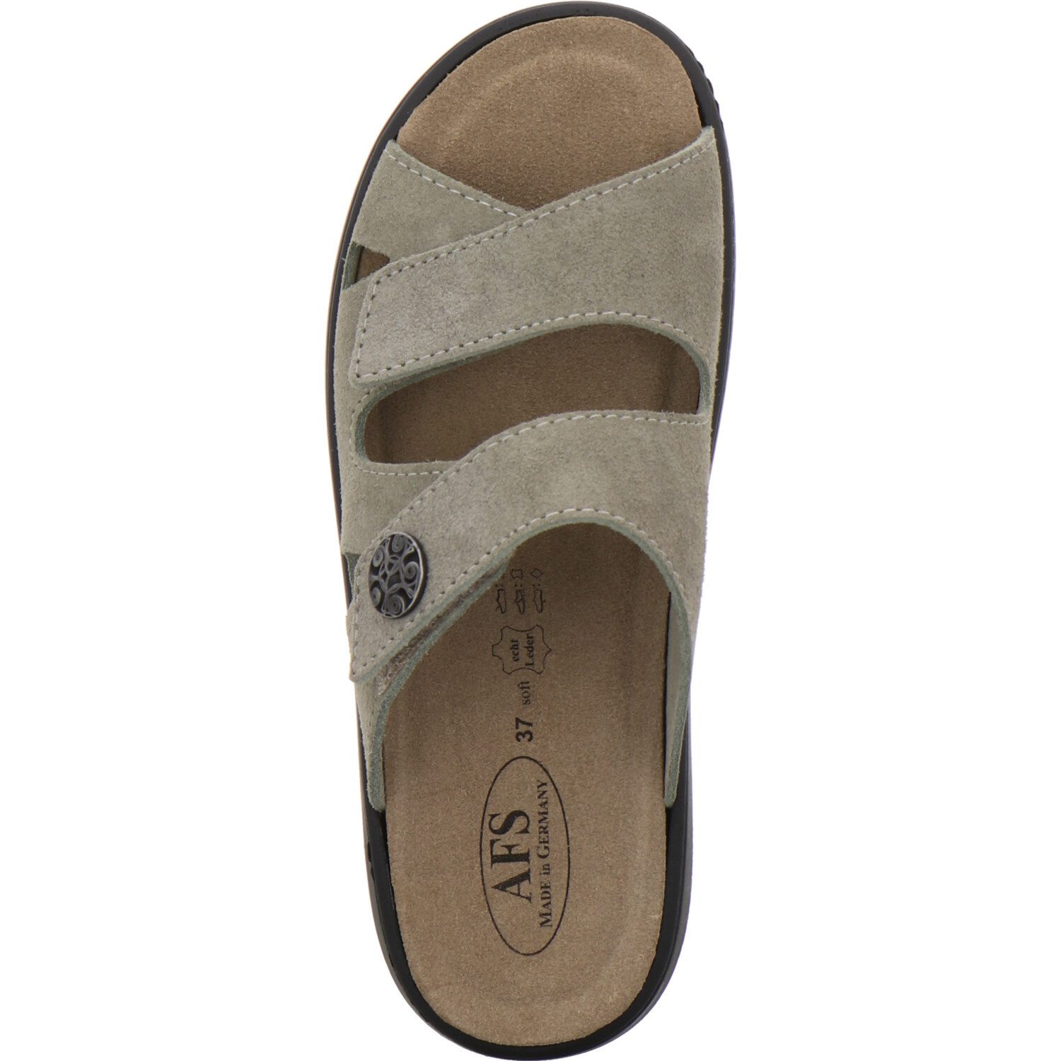 AFS-Schuhe 280886 Wechselfußbett Pantolette für Damen mit Keilabsatz, bequeme Sandalen aus Leder