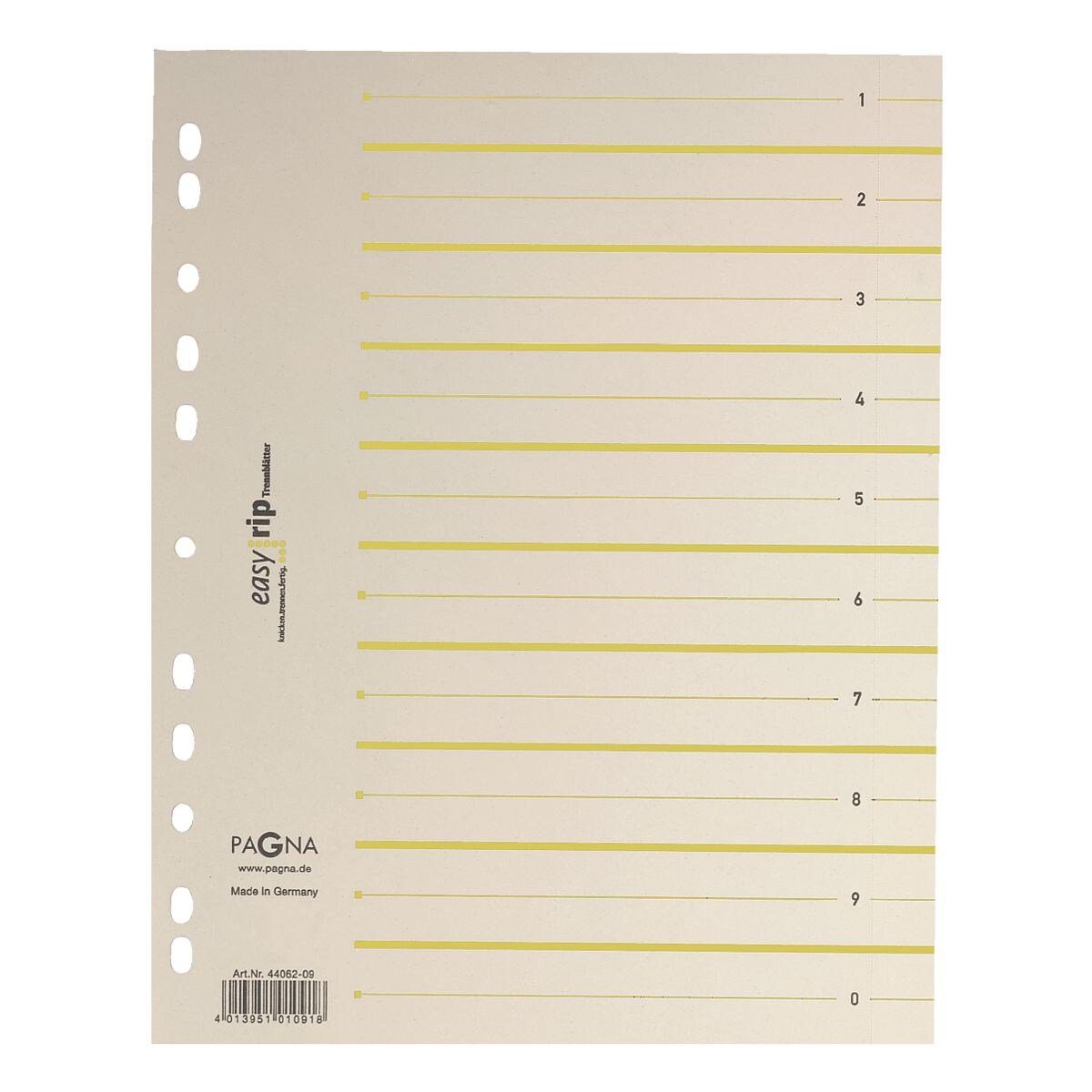 PAGNA Aktenordner easy rip, Trennblätter 1-10, DIN A4 Maxi, abtrennbare Taben