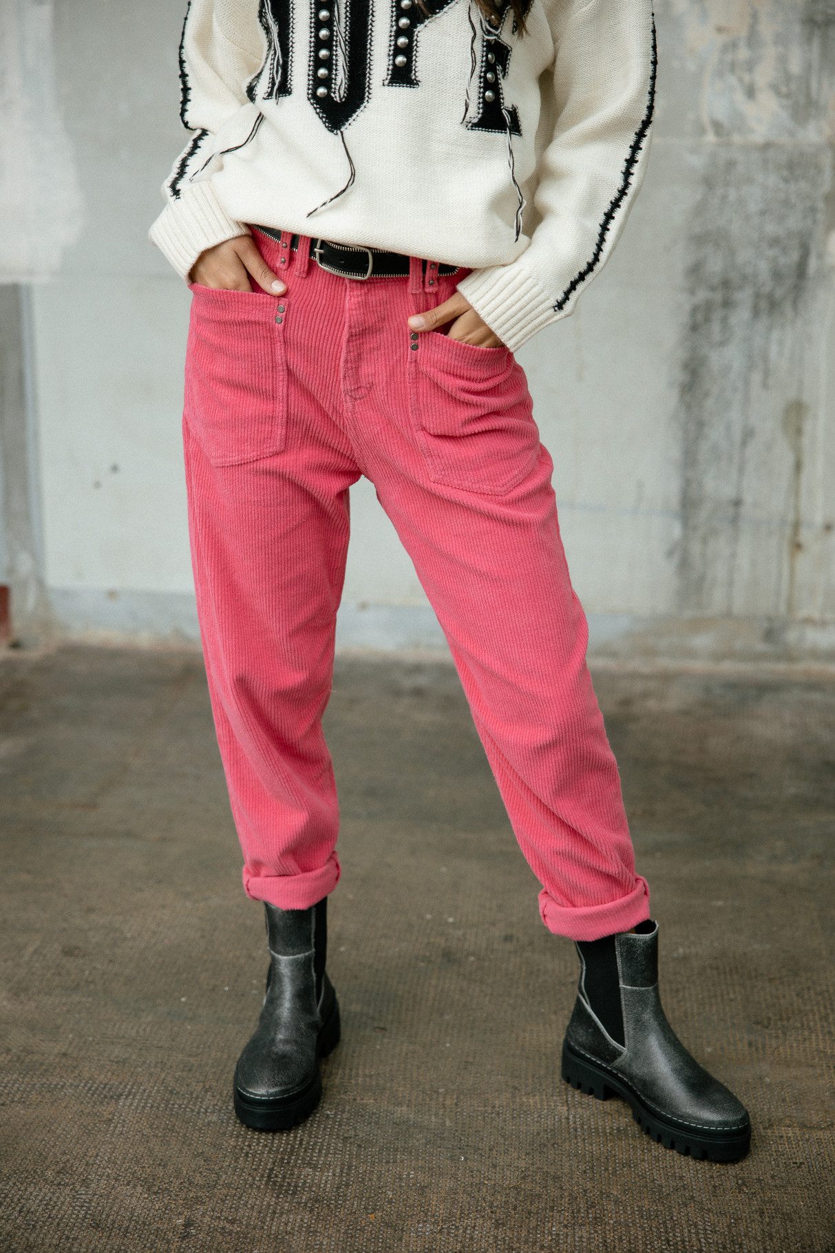 Freeman T. Porter Boyfriend-Hose Joyce Veluto - Hoch taillierte Cordhose günstig online kaufen