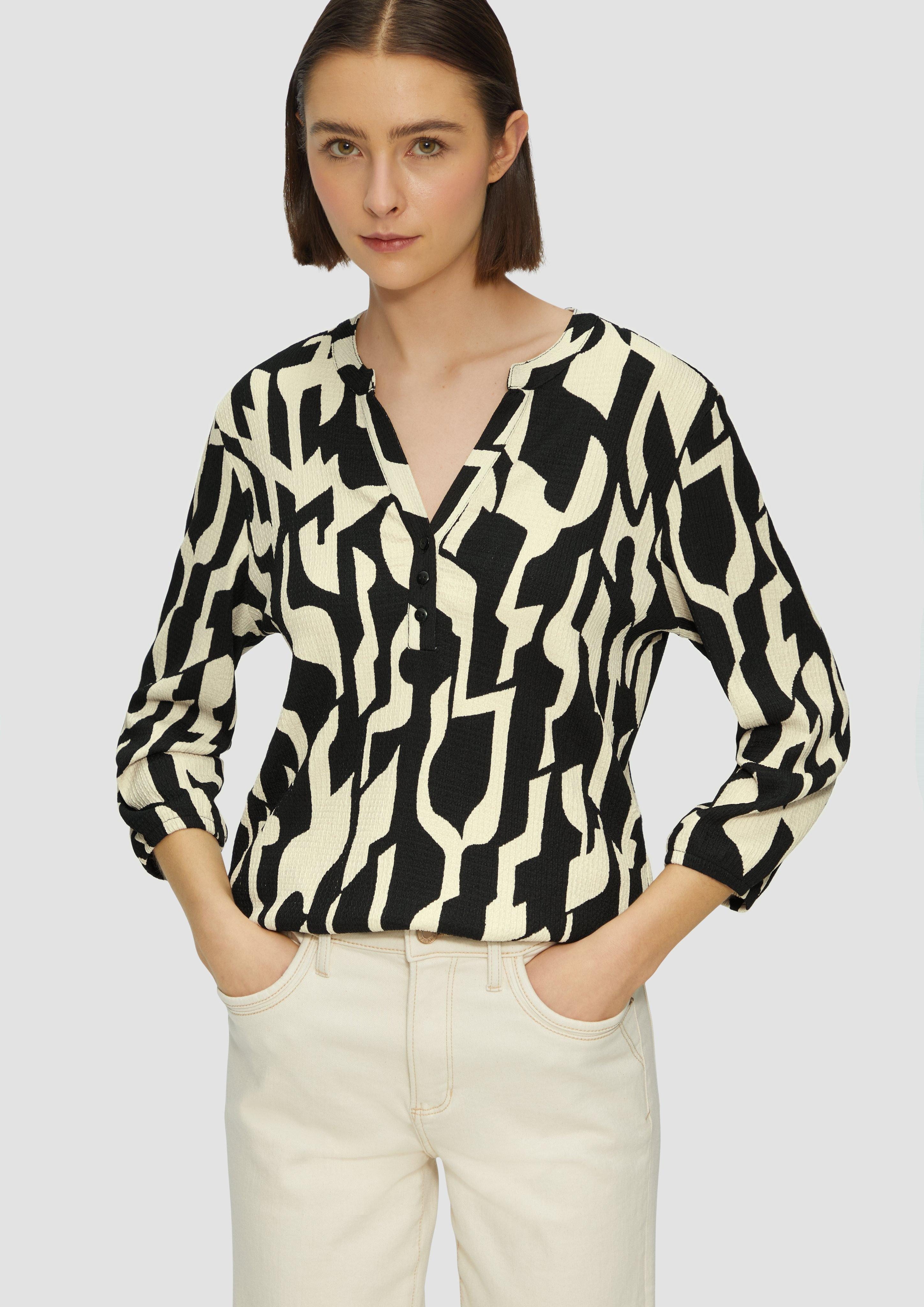 s.Oliver 3/4-Arm-Shirt Strukturiertes Blusenshirt mit All-over-Print günstig online kaufen