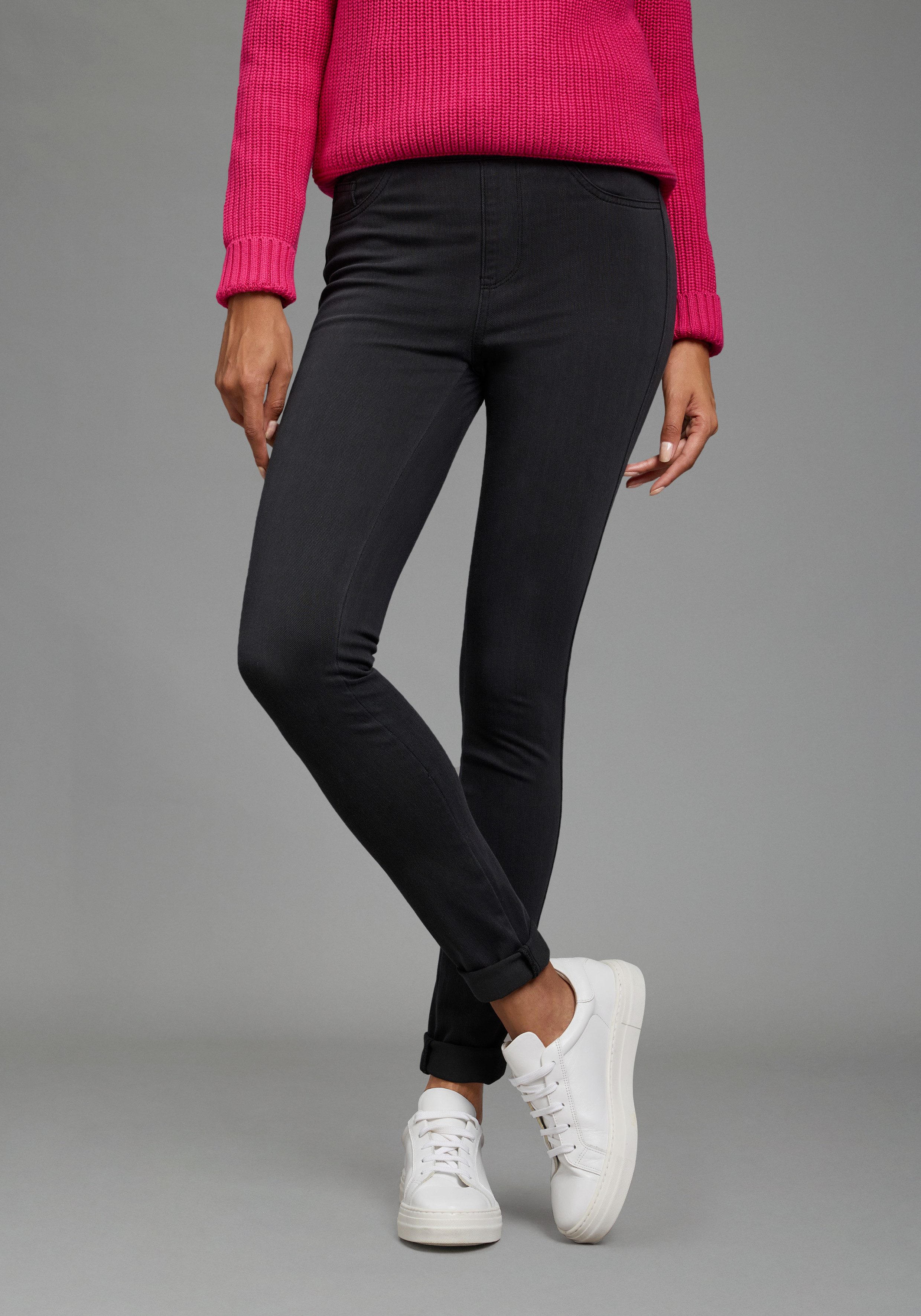 Arizona Jeansjeggings im 4 Way Stretch, Quer- und Längselastisch, Skinny Skinny Fit, extra enge Beinform, normale Leibhöhe, unifarbene Optik