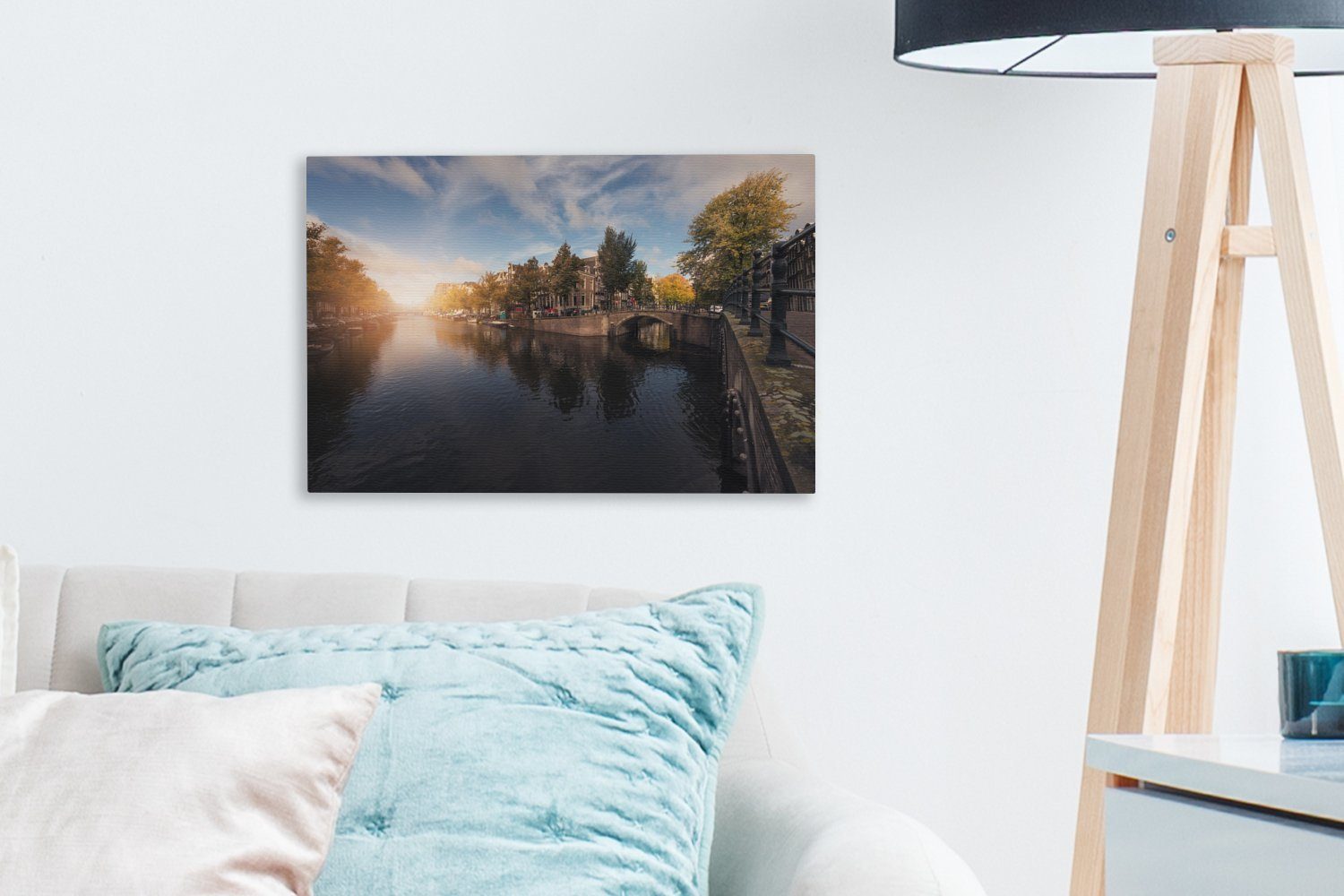 cm bei Sonnenuntergang, Wandbild OneMillionCanvasses® Leinwandbilder, Leinwandbild St), 30x20 (1 Keizersgracht Wanddeko, Amsterdams Aufhängefertig,