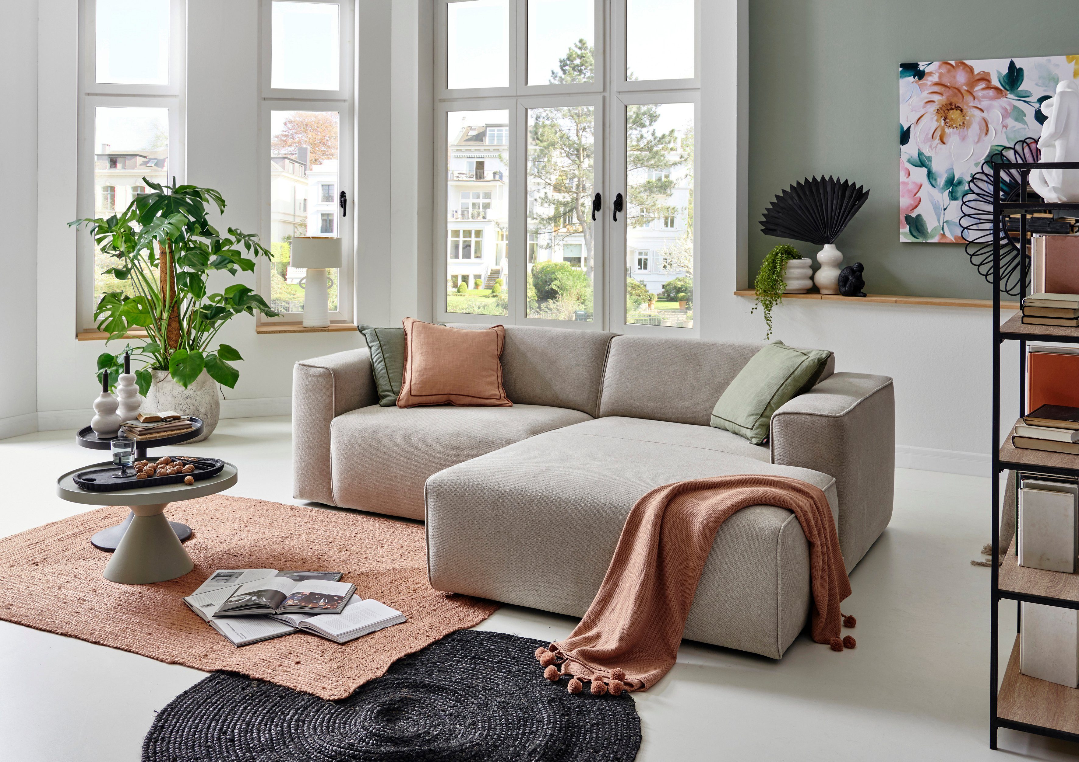 Home affaire Ecksofa Noord mit Kedernaht, Breite 234 cm, L-Form, mit Kedernaht, Breite 234 cm, Cord, Struktur, Webstoff