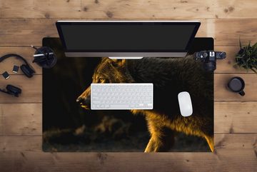 MuchoWow Gaming Mauspad Wolf - Raubtier - Sonne (1-St), Büro für Tastatur und Maus, Mousepad Gaming, 90x60 cm, XXL, Großes