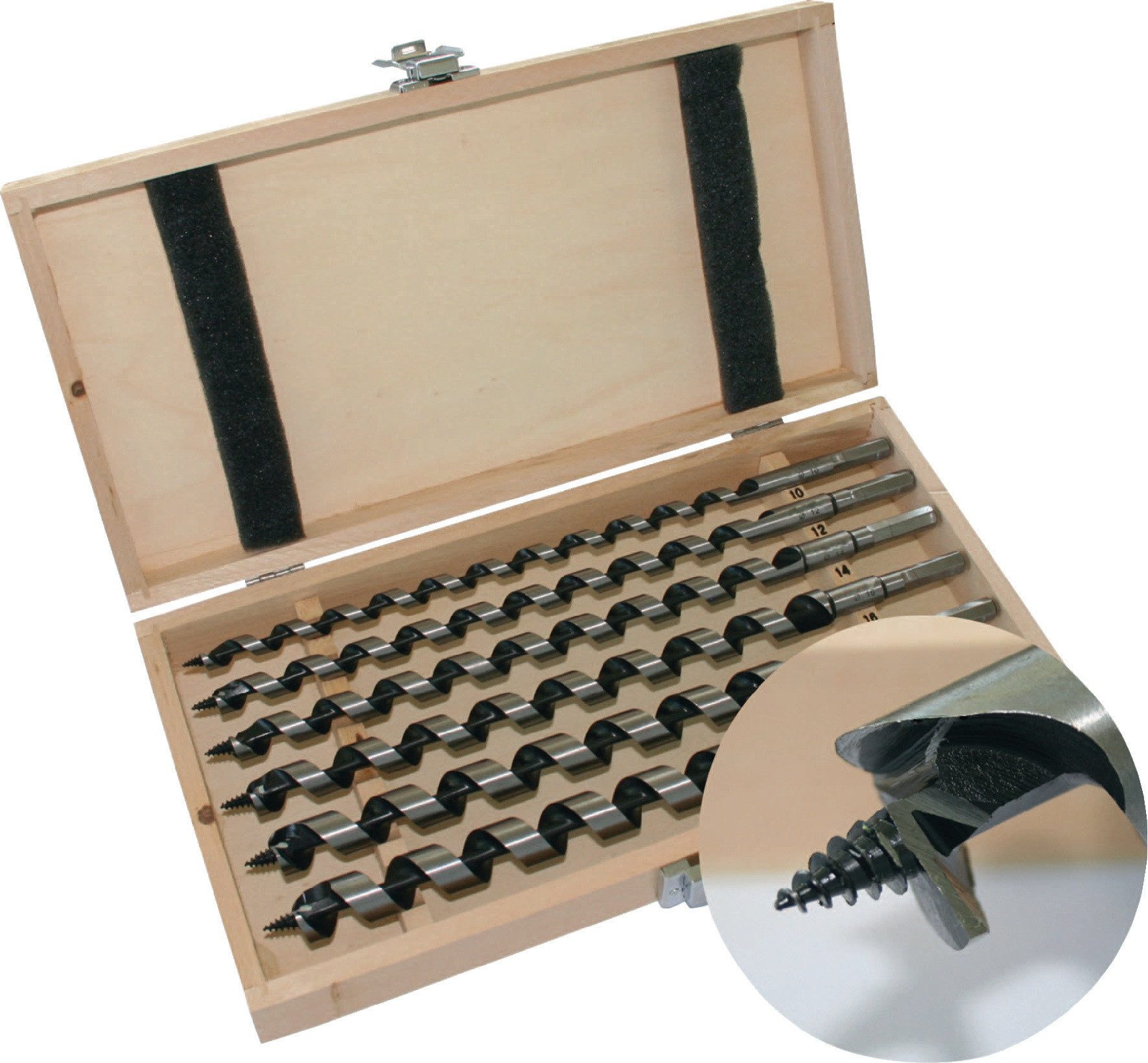 NORDWEST Handel AG Holzbohrer Schlangenbohrersatz 6-tlg.L.460mm 10-20mm in Holzkassette TECWERK
