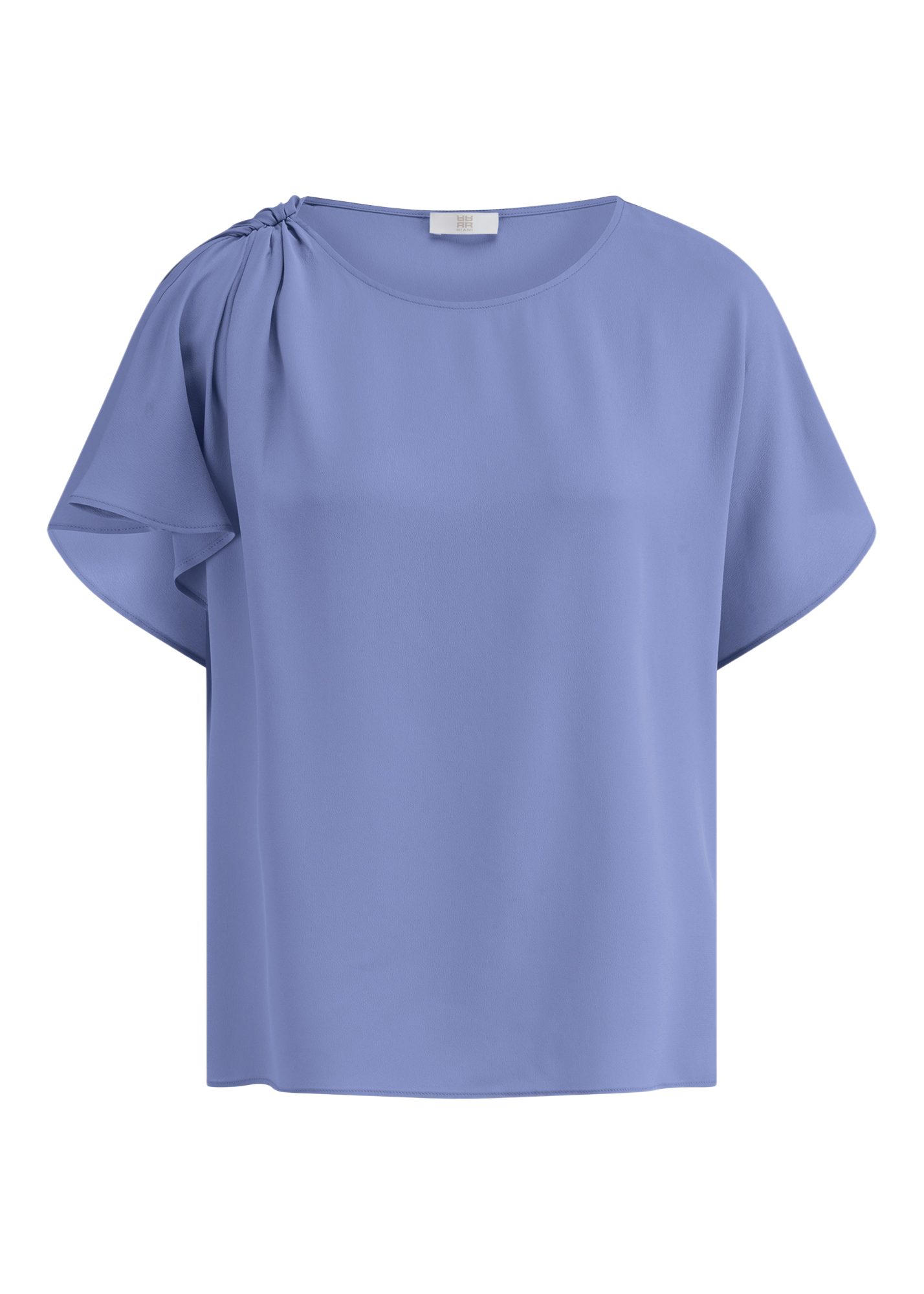 Riani Hemdbluse blau,Casual,Acetat,Unifarben,Rundhals,Kurz,Gerade