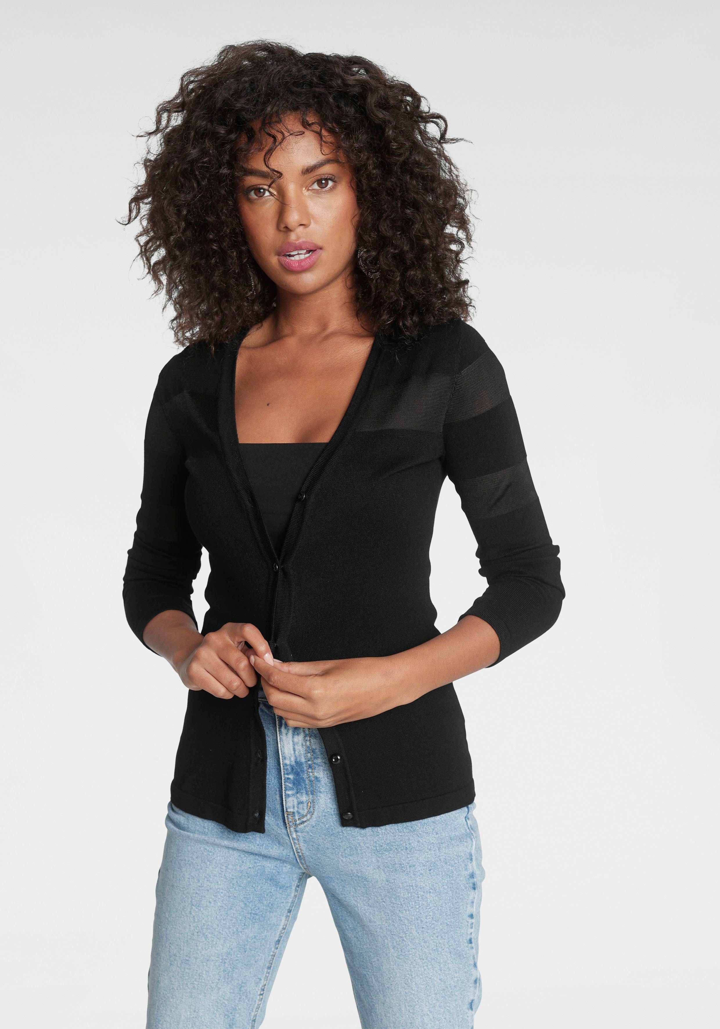 Melrose Strickjacke mit transparenten Streifen