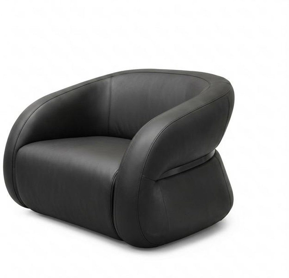 Xlmoebel Loungesessel Bequemer schwarzer Loungesessel im modernen Design aus Kunstleder (1-St., Loungesessel), Made in Europa
