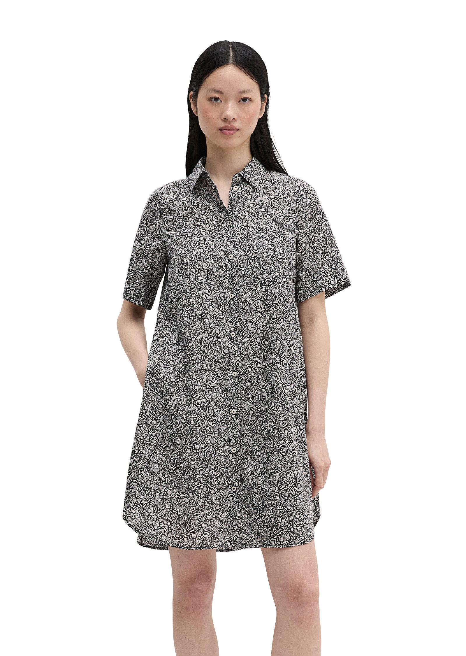 Marc O'Polo Hemdblusenkleid aus bedrucktem Baumwoll-Voile