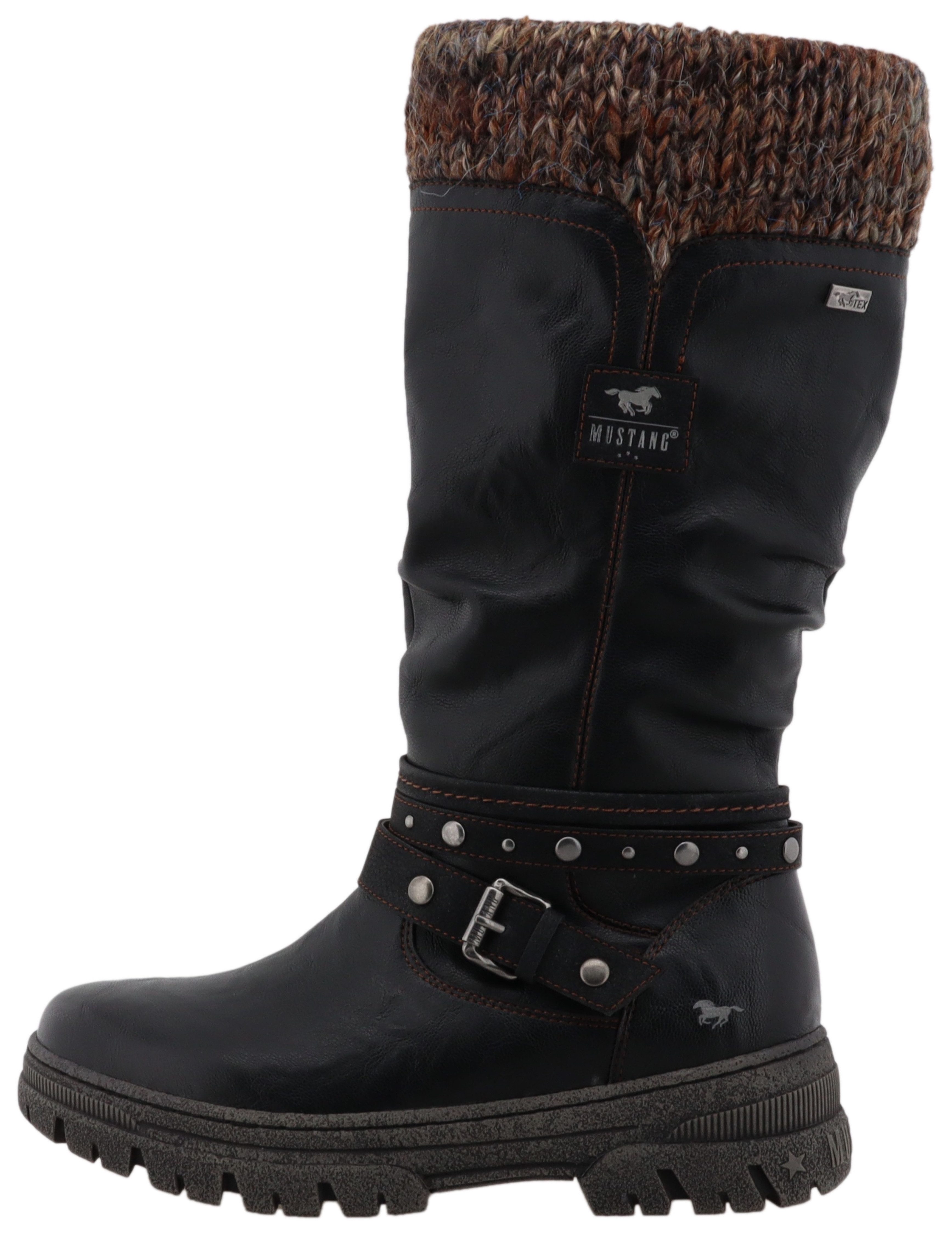 Mustang Shoes Tabitha Winterstiefel Stiefel mit Zierriemchen und Blockabsatz