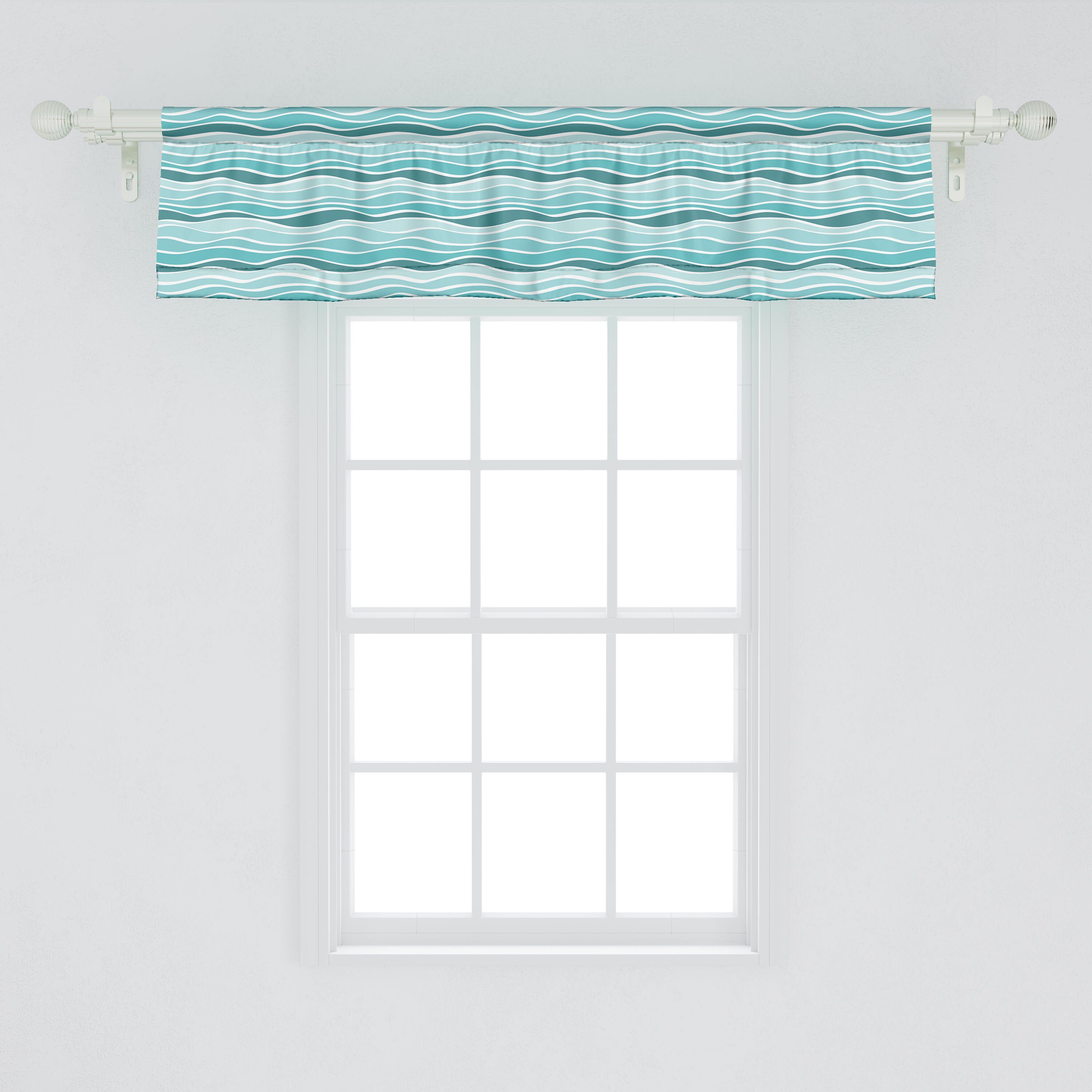 Microfaser, Waves Horizontal mit Abakuhaus, Abstrakt Volant Aquatic Vorhang Scheibengardine für Schlafzimmer Stangentasche, Dekor Küche