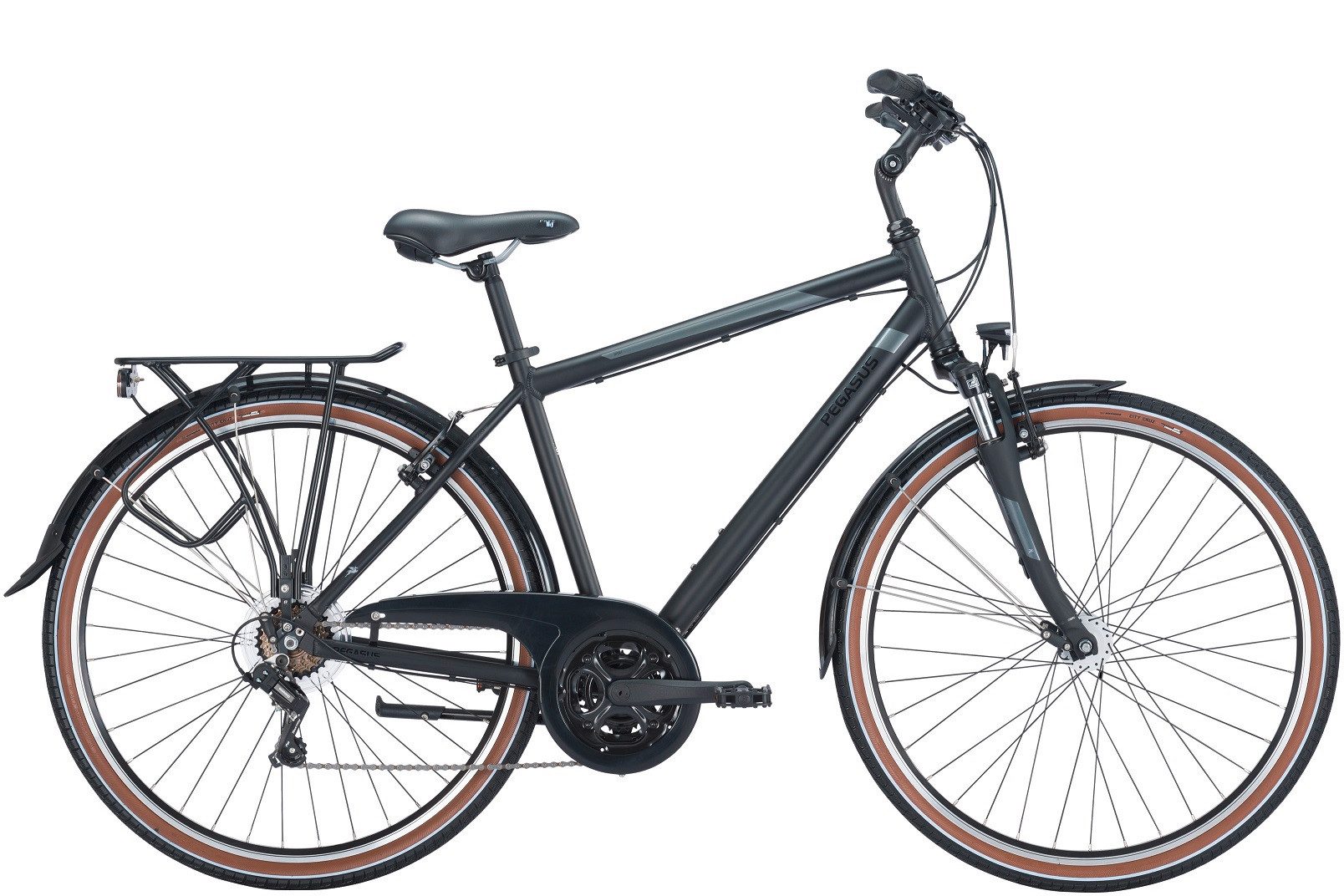 Pegasus Trekkingrad Pegasus Piazza 21 Herren schwarz 2025, 21 Gang SHIMANO Tourney RD-TY200, Kettenschaltung