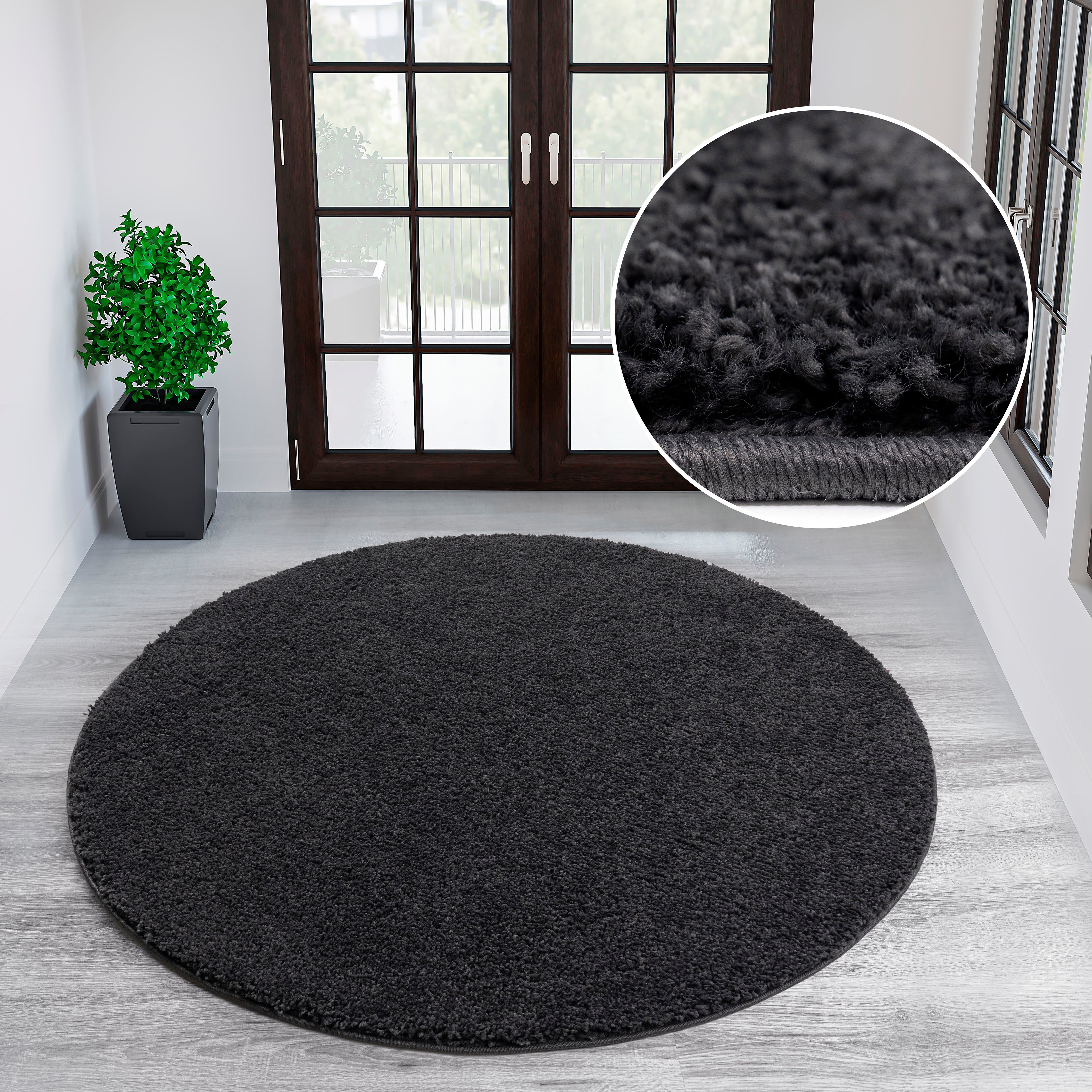 my home Teppich Shaggy 30, rund, Höhe: 30 mm, Teppich in Uni-Farben, besonders weich und kuschelig, Wohnzimmer
