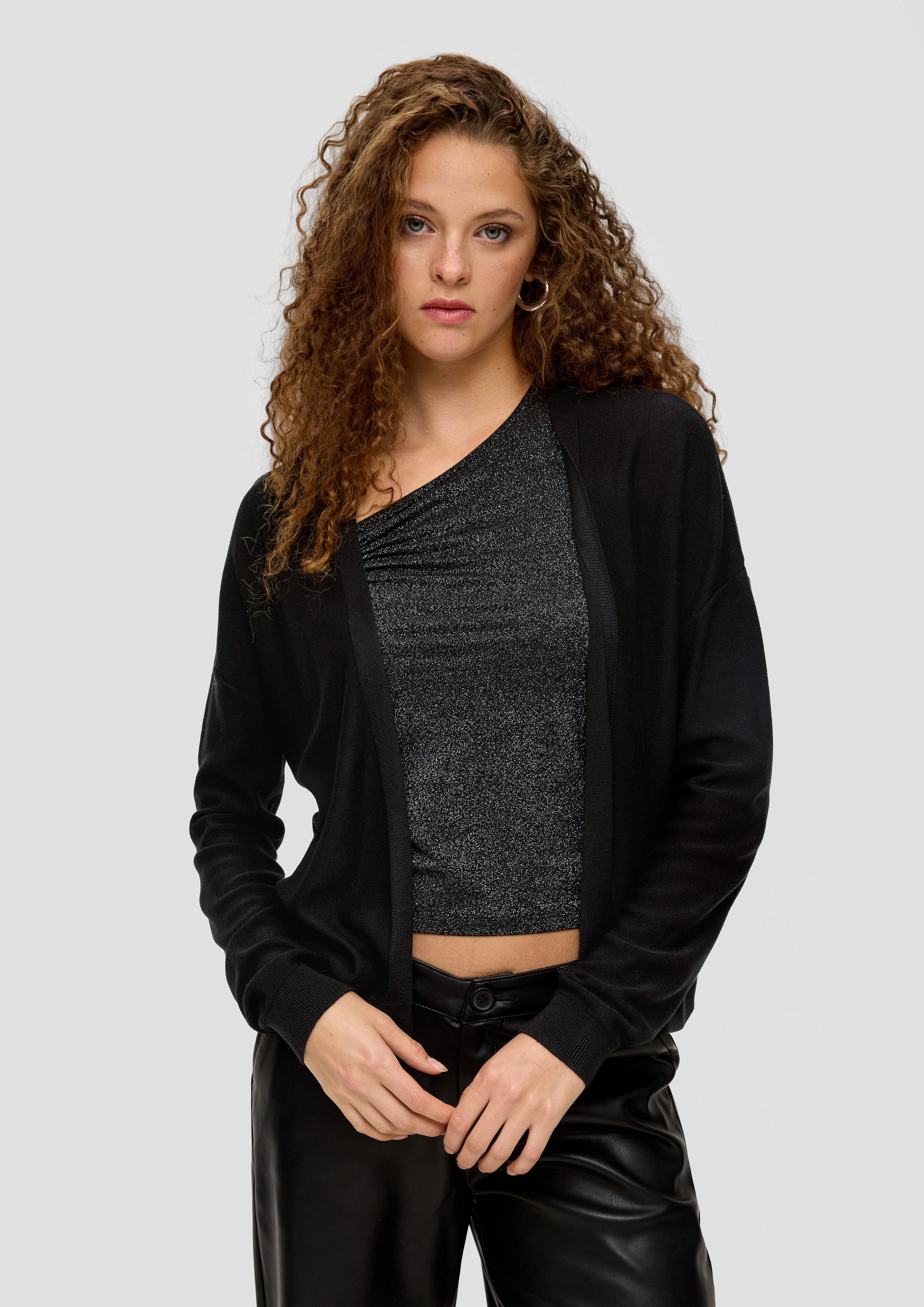 QS Cardigan Strickjacke Strickjacke mit Rippblende günstig online kaufen