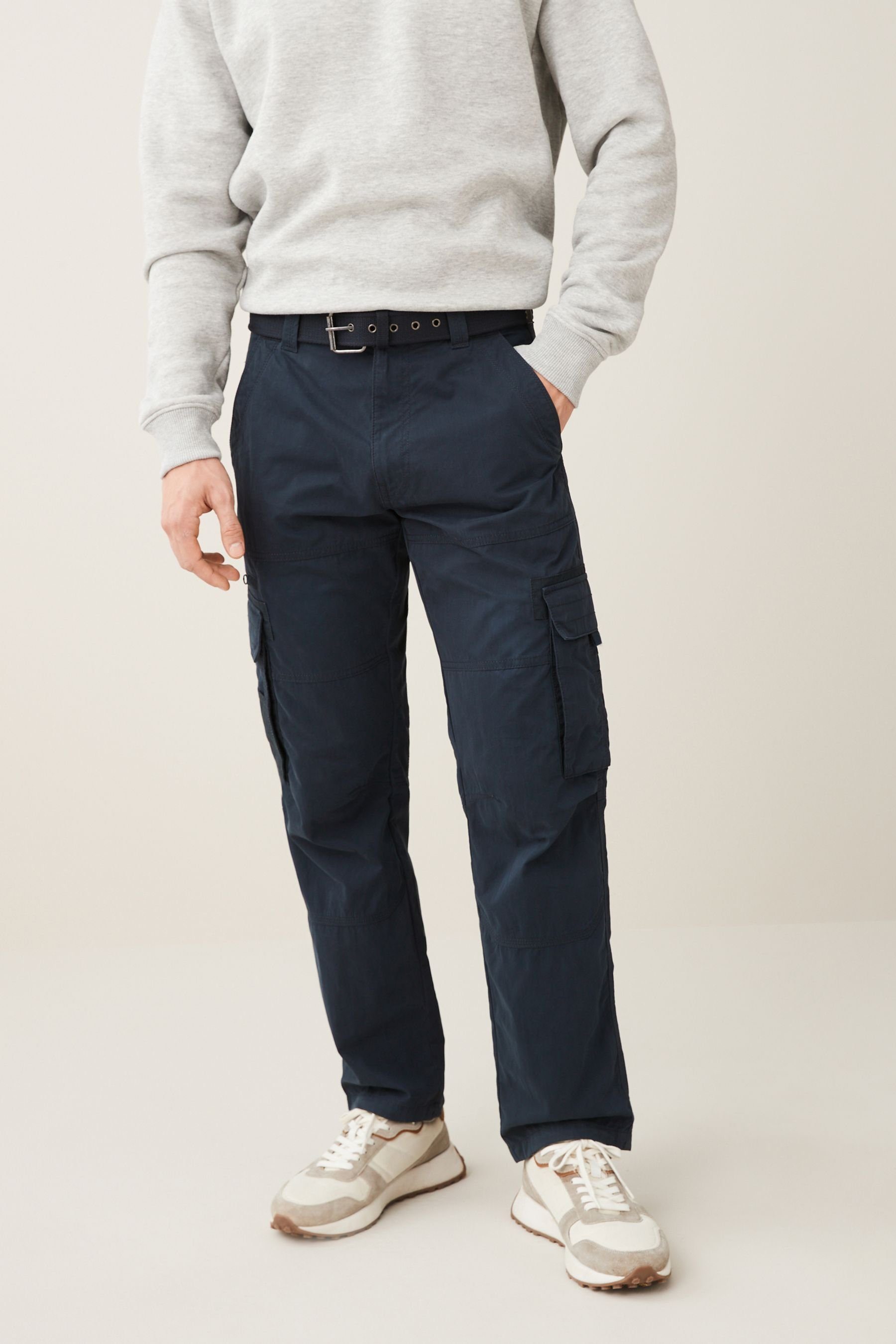 mit Tech Relaxed Fit Cargohose Blue Next Navy (2-tlg) Cargohose Gürtel